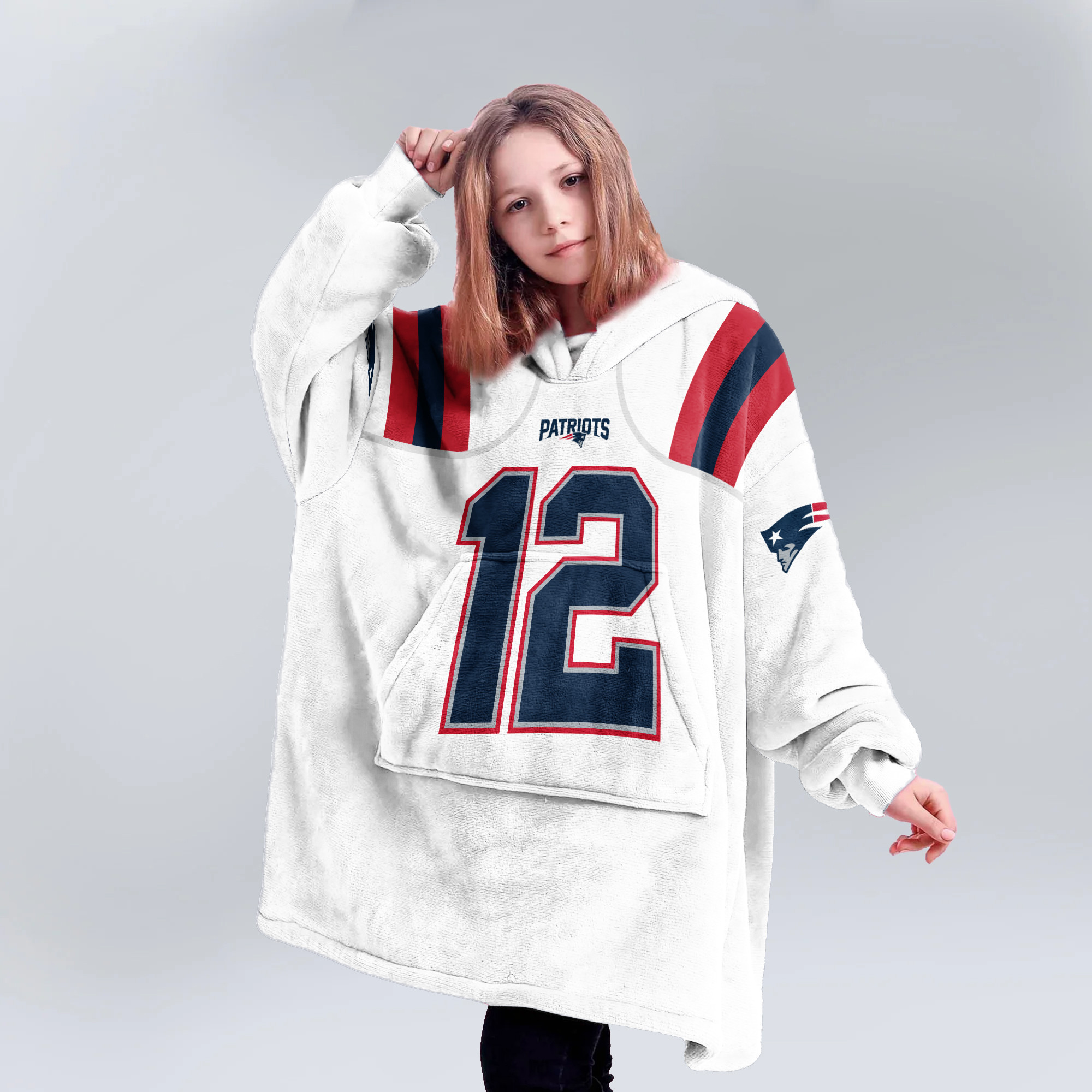 Adult TB 12 New England Football Unisex Blanket Hoodie