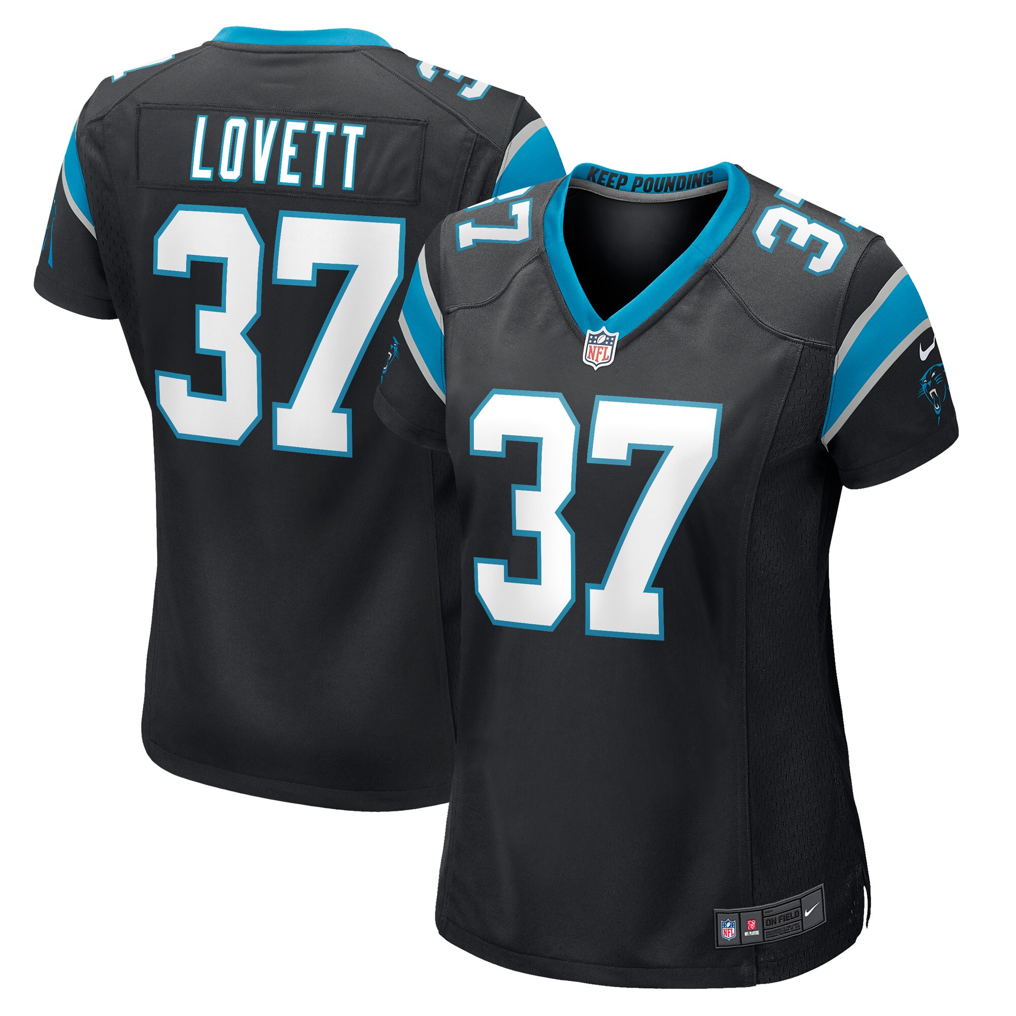 John Lovett Carolina Panthers  Women's Game Player Jersey - Black