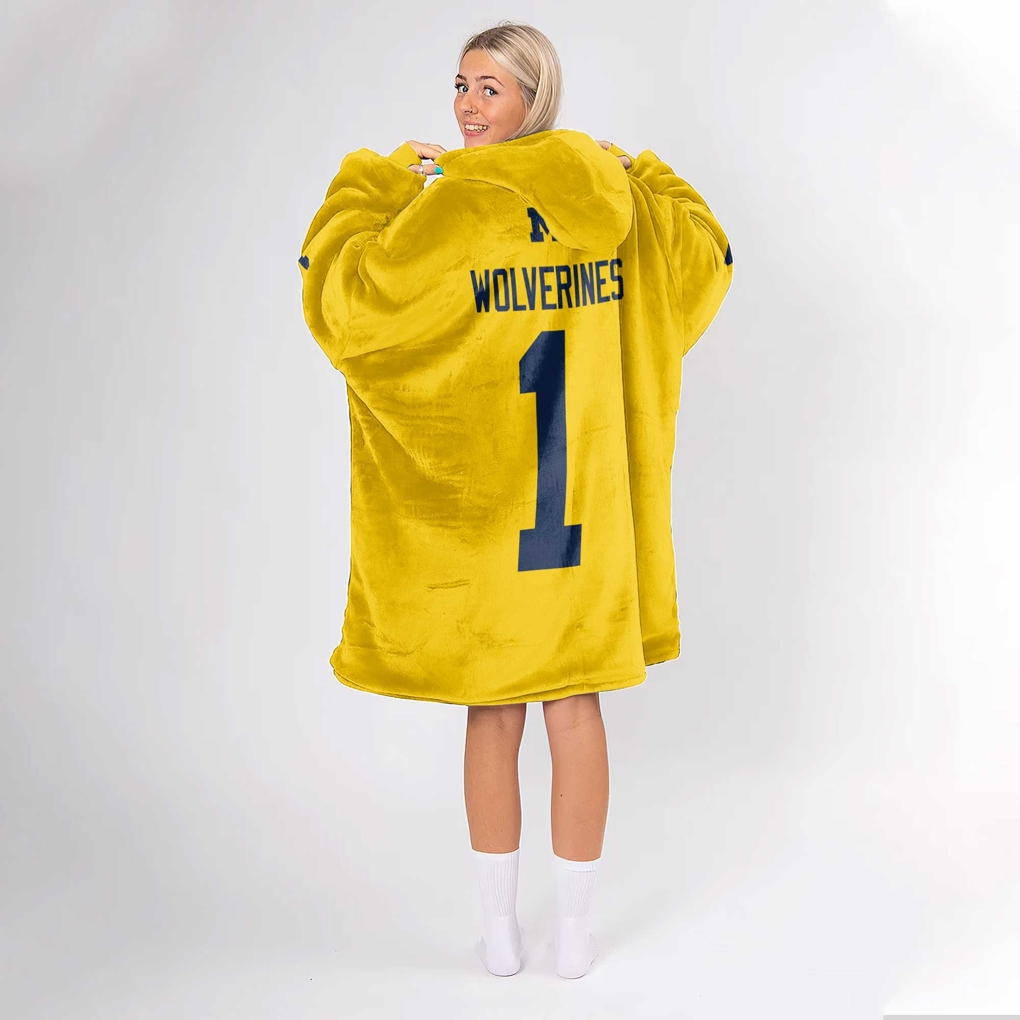Adult 1 Michigan Football Unisex Blanket Hoodie