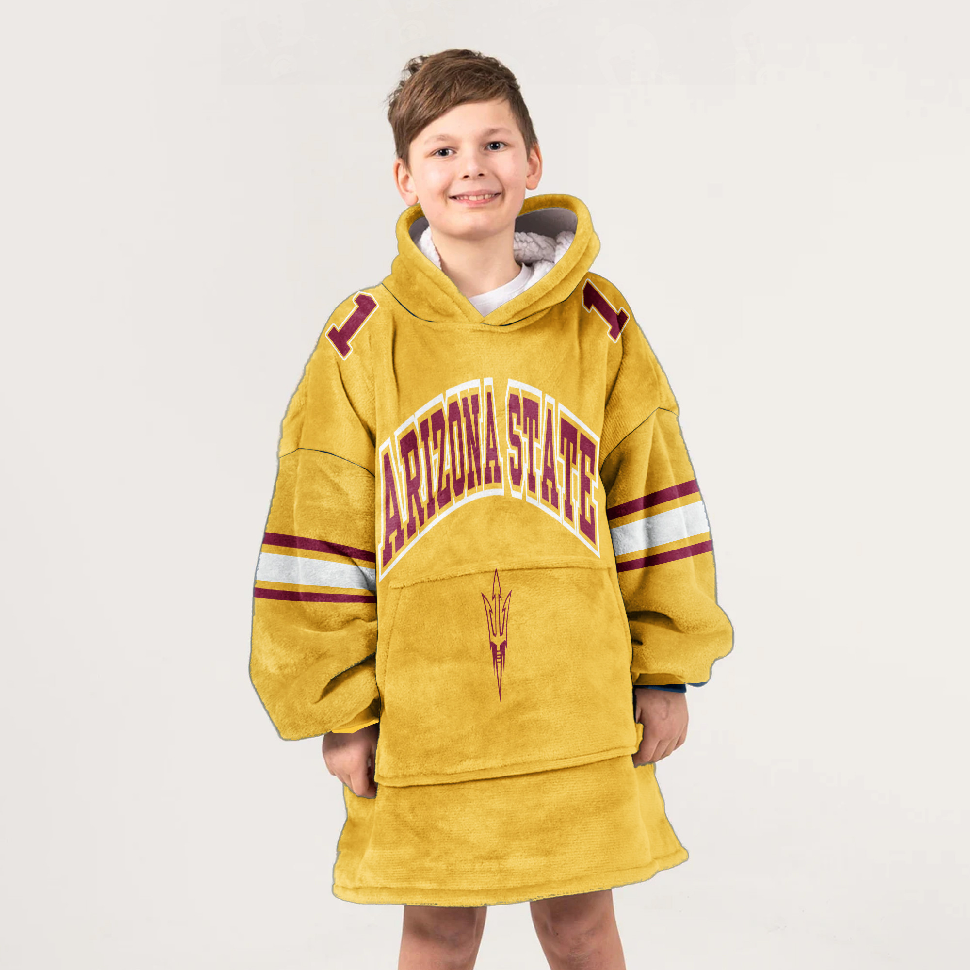 Adult #1 Arizona State Football Unisex Blanket Hoodie