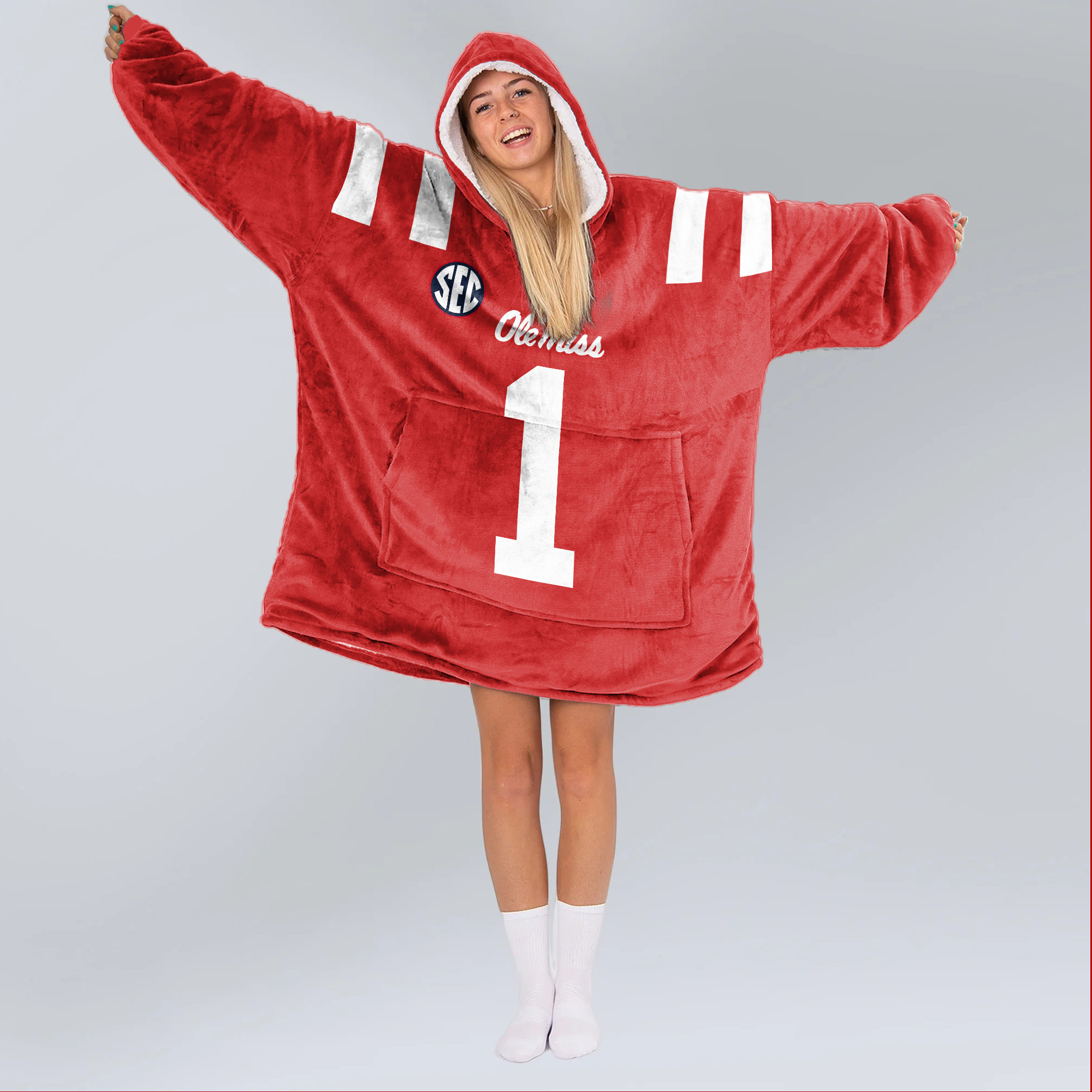 Adult #1 Ole Miss Football Unisex Blanket Hoodie