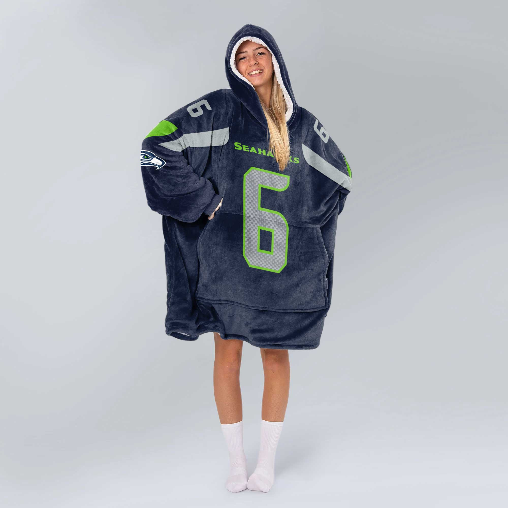 Adult 6 Seattle Football Unisex Blanket Hoodie