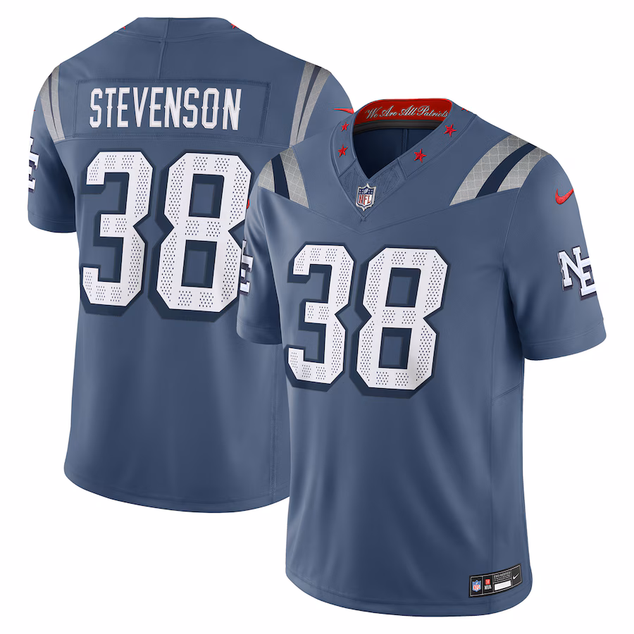 Rhamondre Stevenson #38 New England Patriots 2025 Rivalries Collection Limited Jersey - Storm Blue