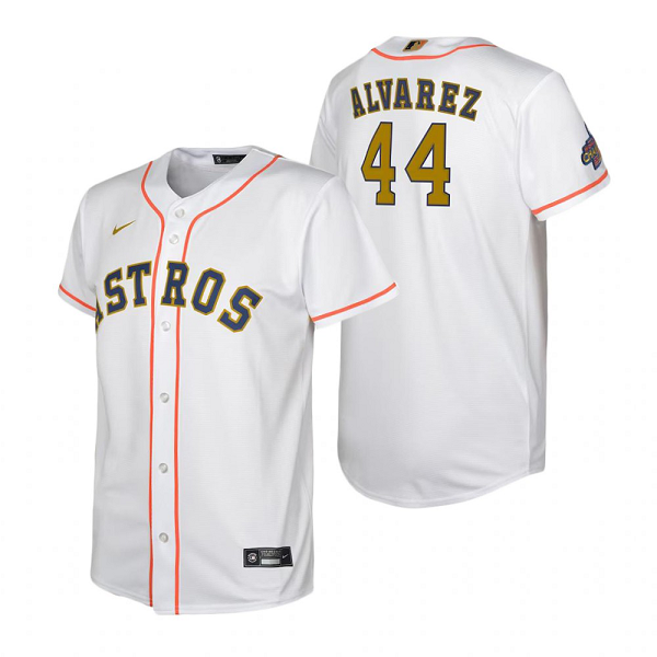 Men's Houston Astros MLB #44 Yordan Alvarez White 2023 Gold Collection Cool Base  Jersey