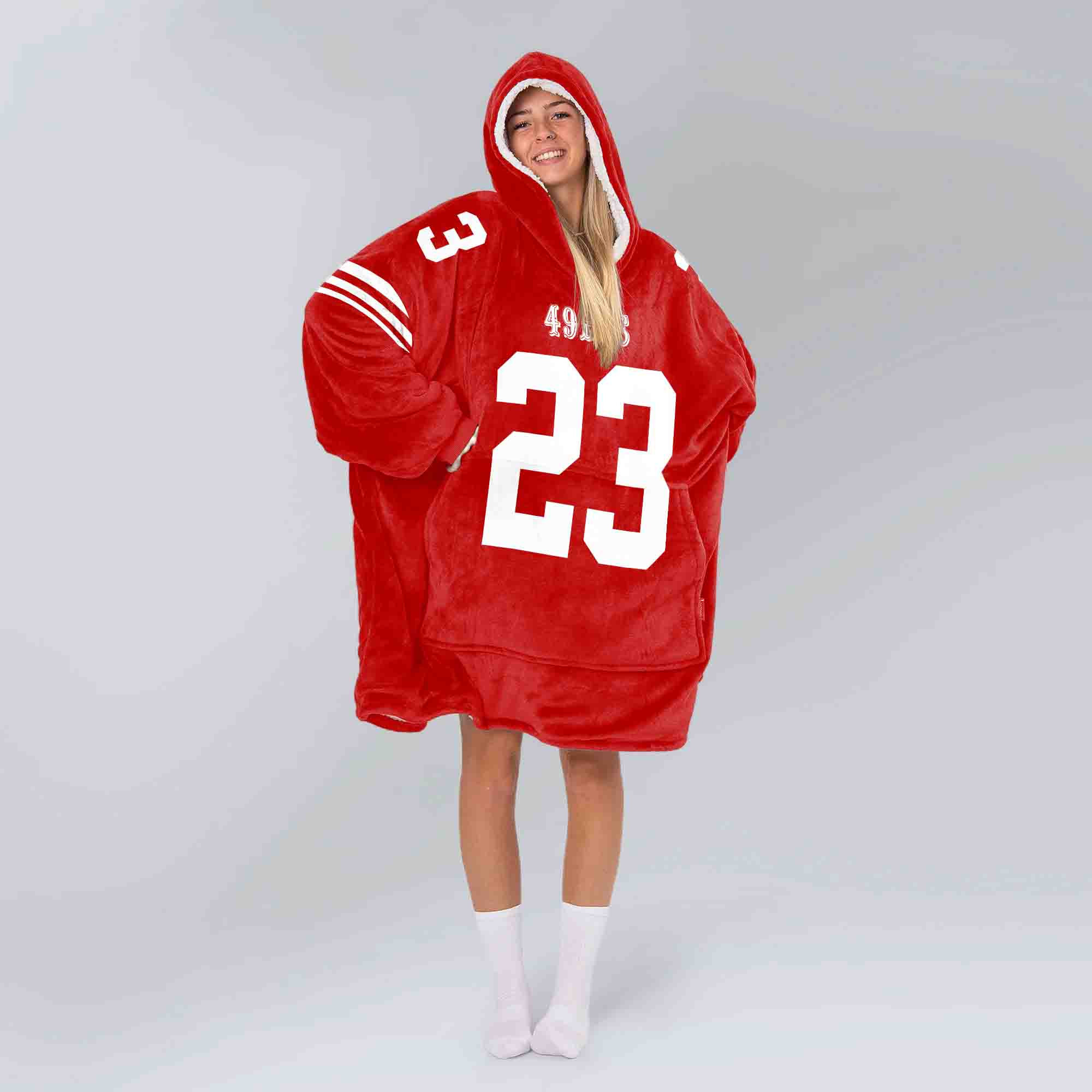Adult C.M 23 San Francisco 49ers Football Unisex Blanket Hoodie