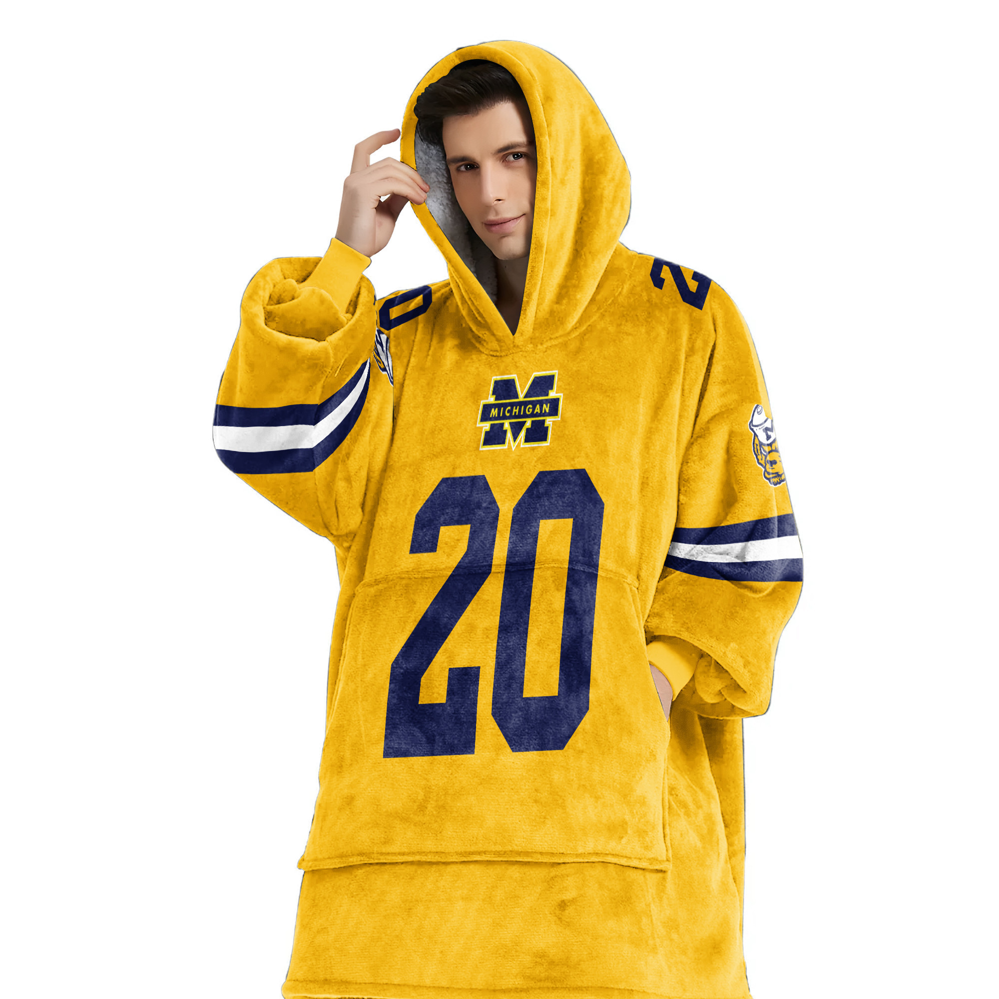 Adult 20 Michigan Football Unisex Blanket Hoodie