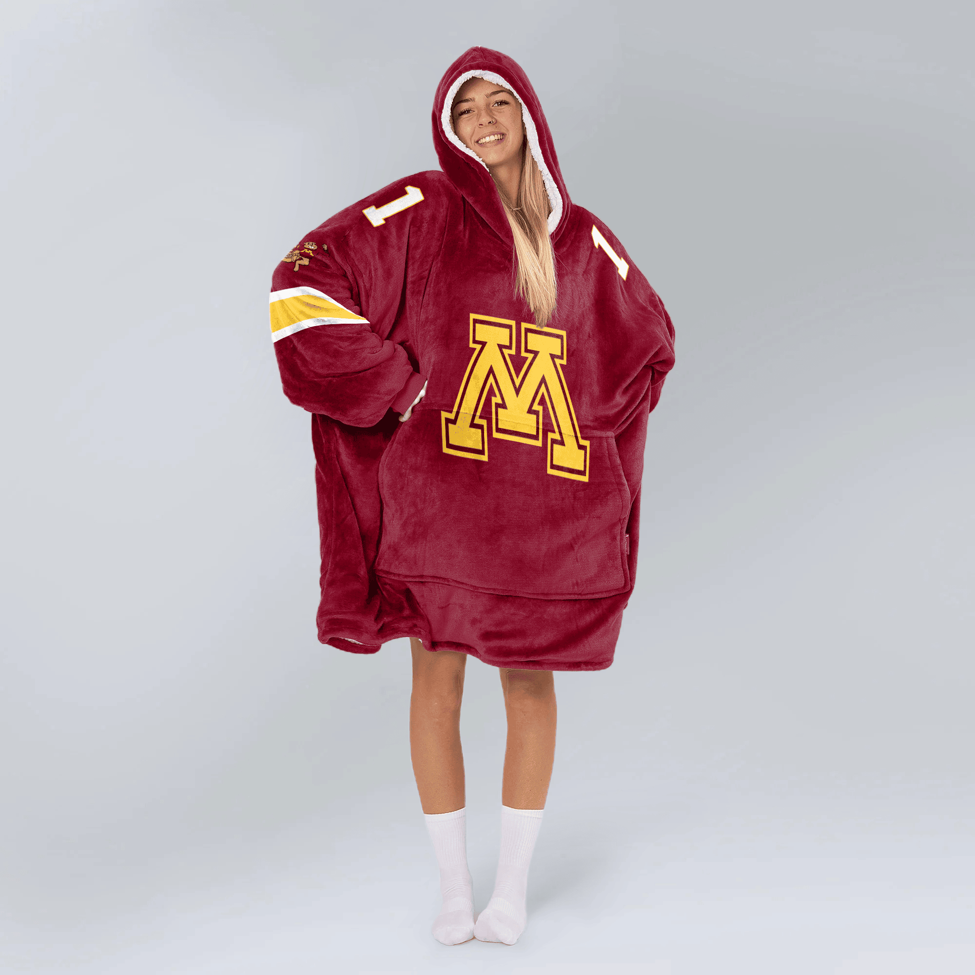Adult 1 Minnesota Football Unisex Blanket Hoodie