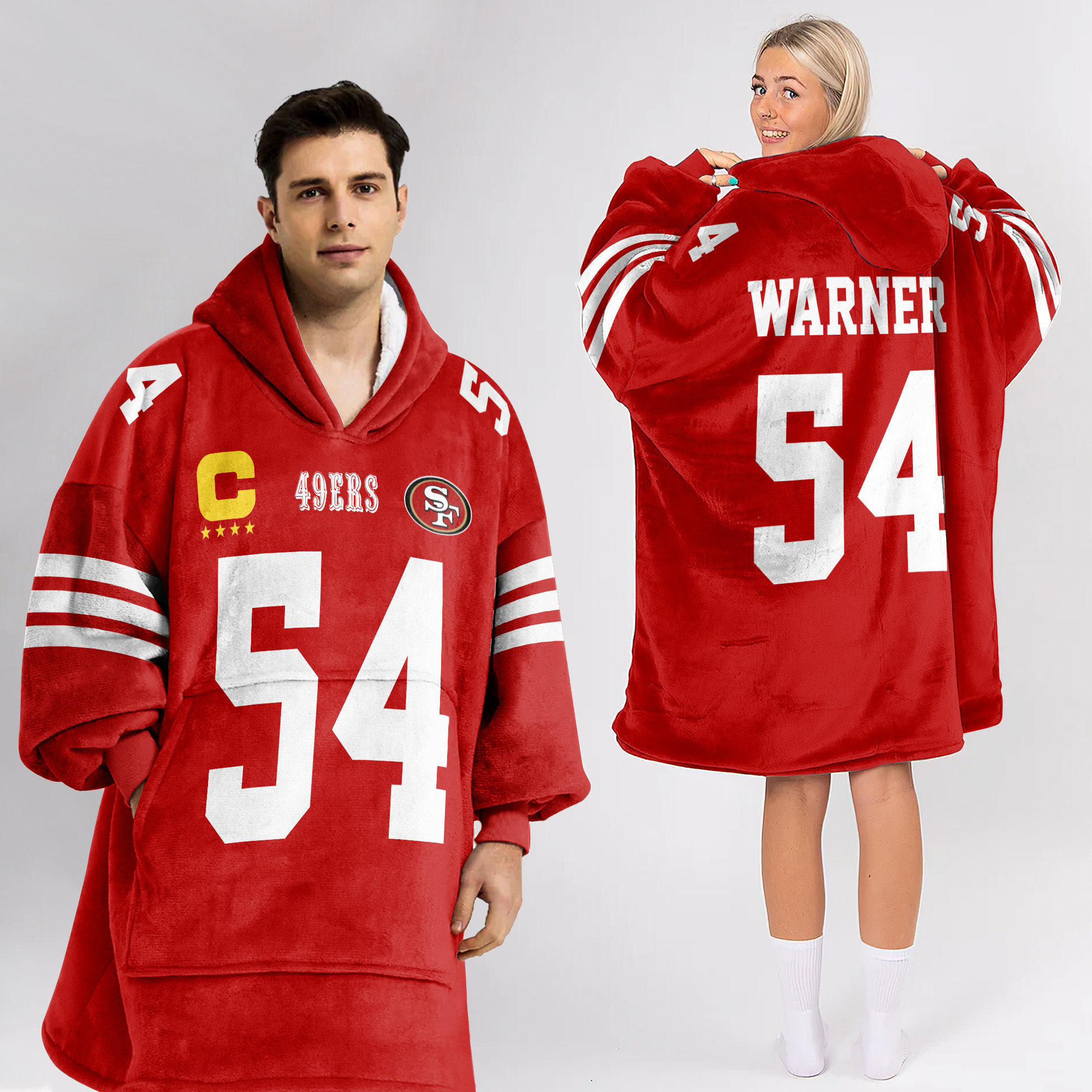 Adult Captain 54 San Francisco 49ers Football Unisex Blanket Hoodie