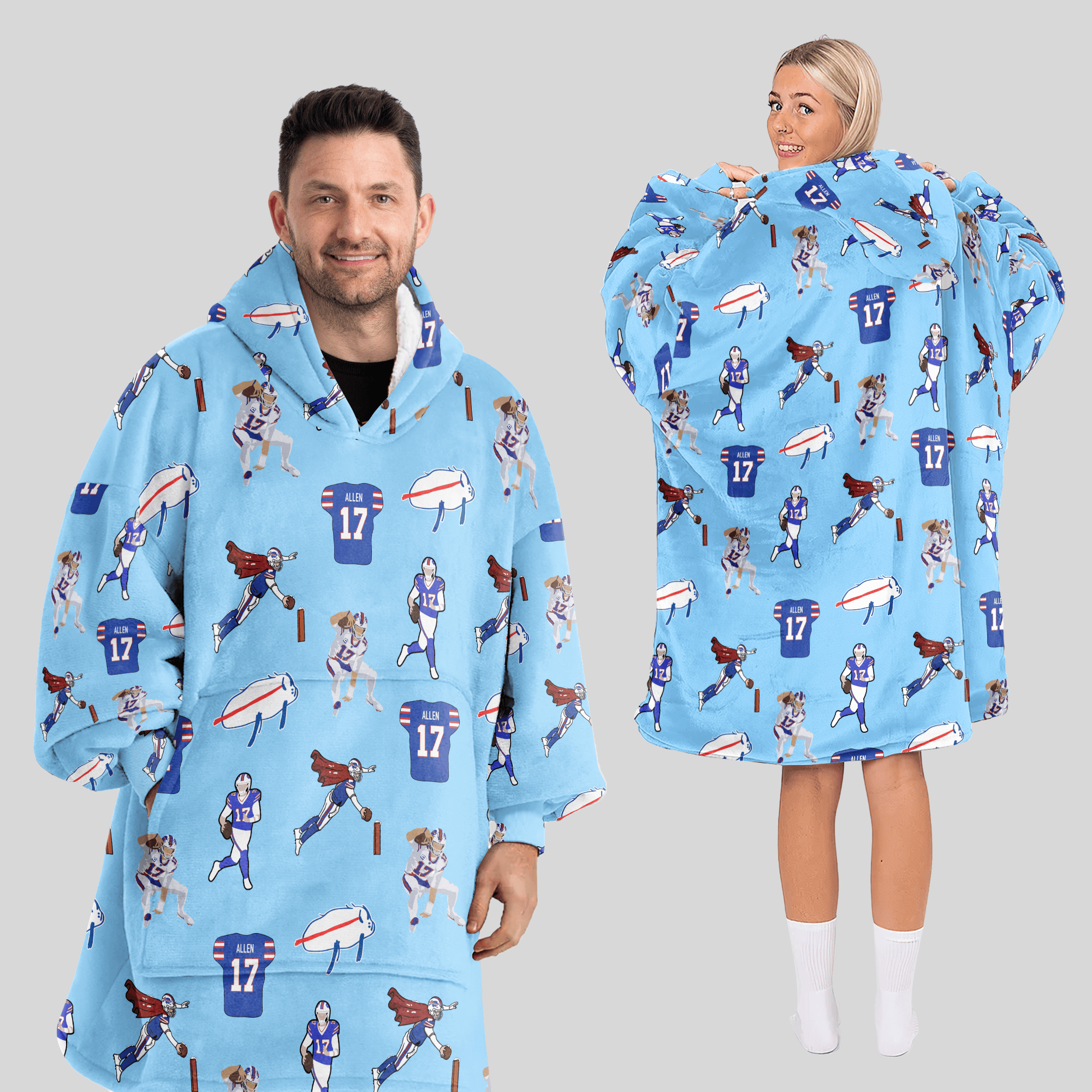 Pattern J.A 17 Buffalo Football Unisex Blanket Hoodie
