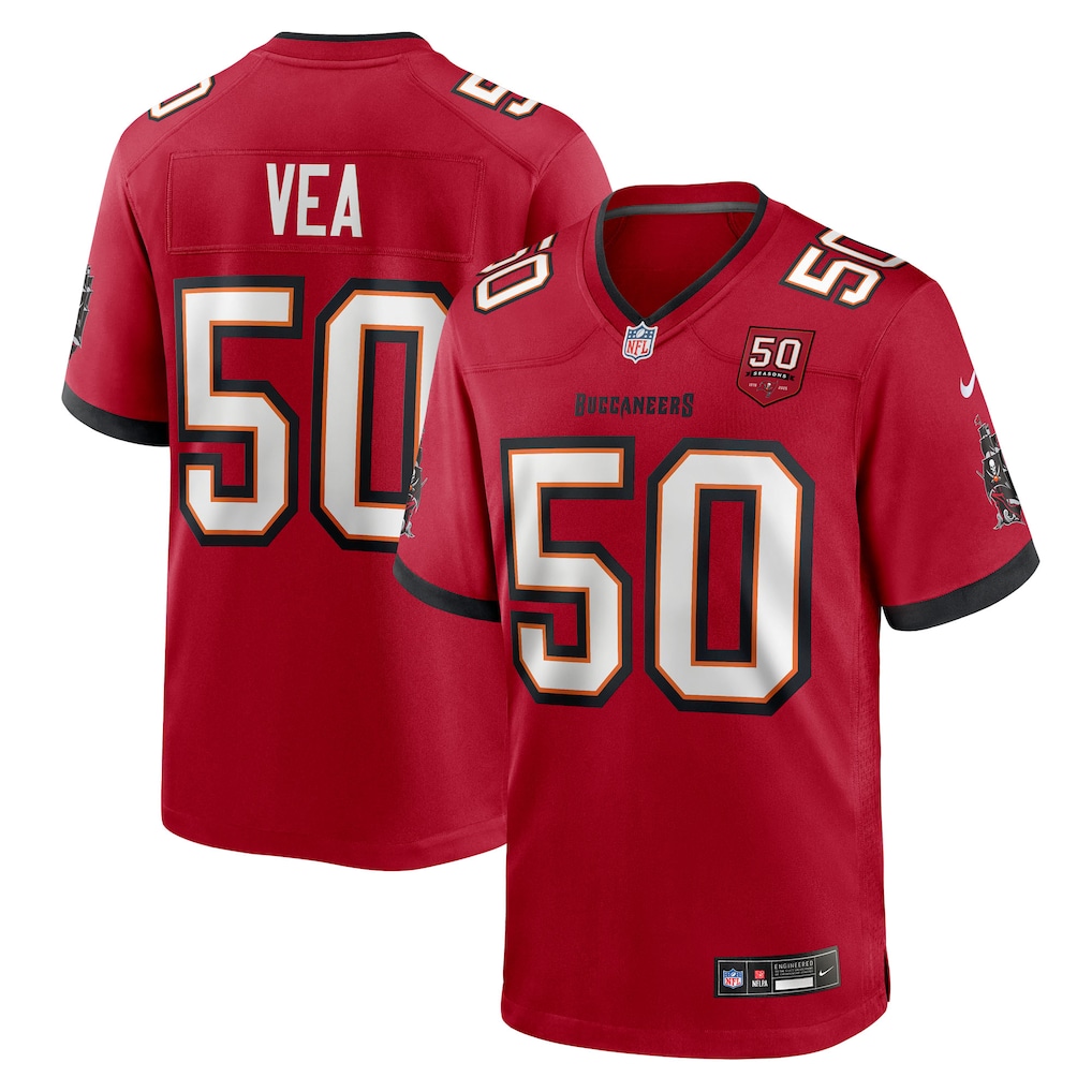 Vita Vea #50 Tampa Bay Buccaneers 50th Season Team Game Jersey - Red