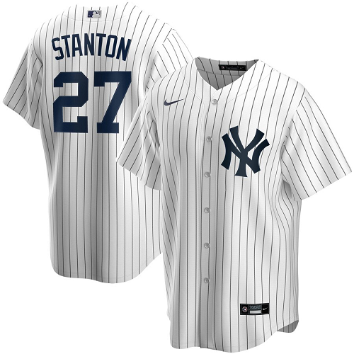 Men's  New York Yankees #27 Giancarlo Stanton White Home 2020 MLB Jersey