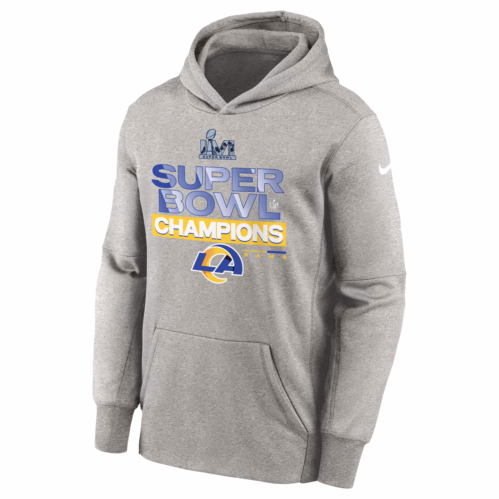 Los Angeles Rams Youth Super Bowl LVI Champions Locker Room Trophy Collection Pullover Hoodie - Heathered Gray
