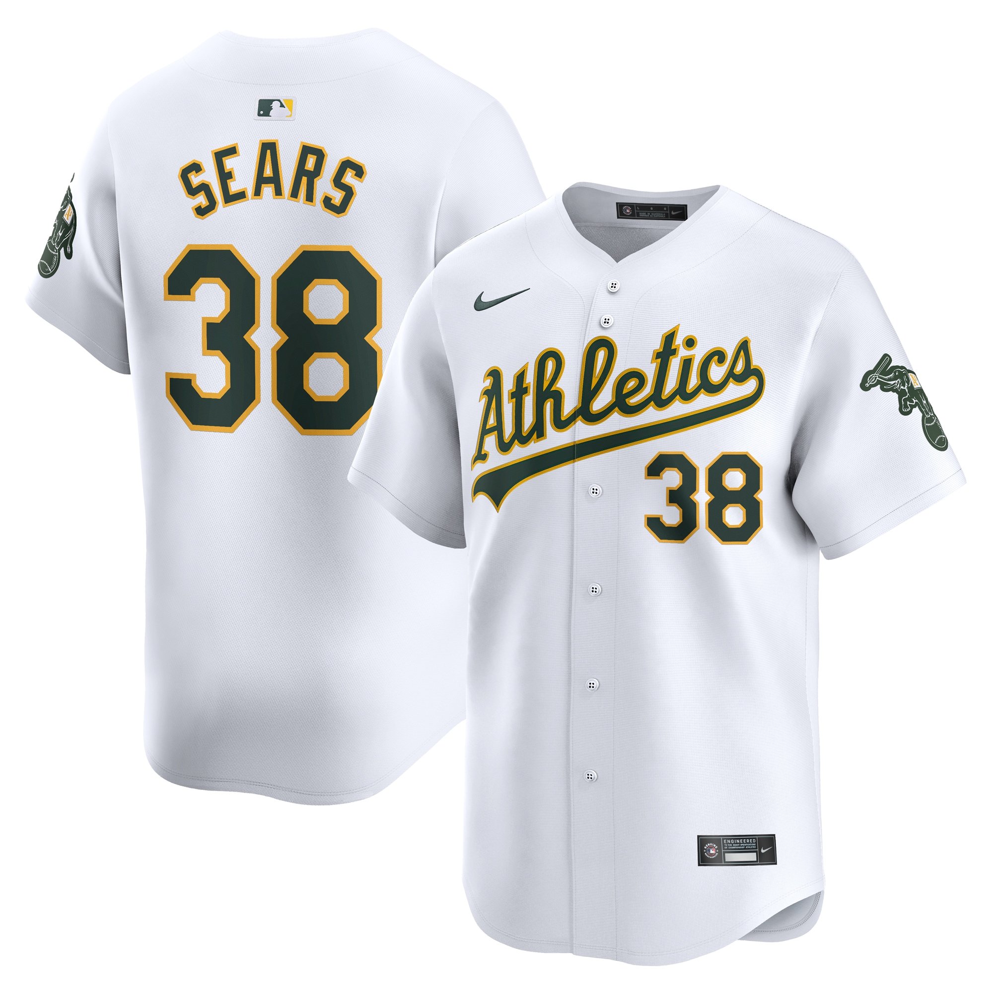 Men's Oakland Athletics JP Sears  White Home Limited Player Jersey