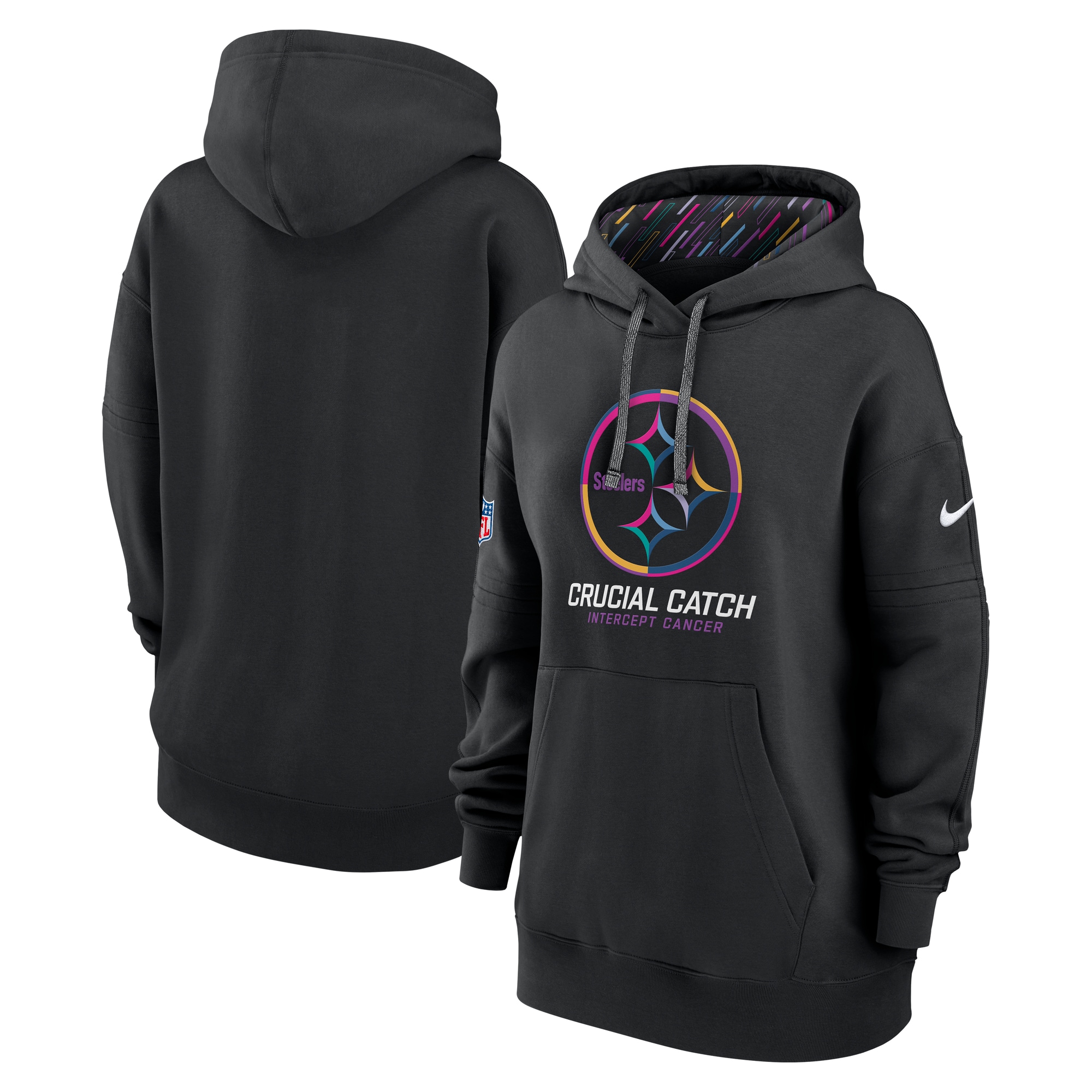 Pittsburgh Steelers Women's 2024 NFL Crucial Catch Club Pullover Hoodie - Black