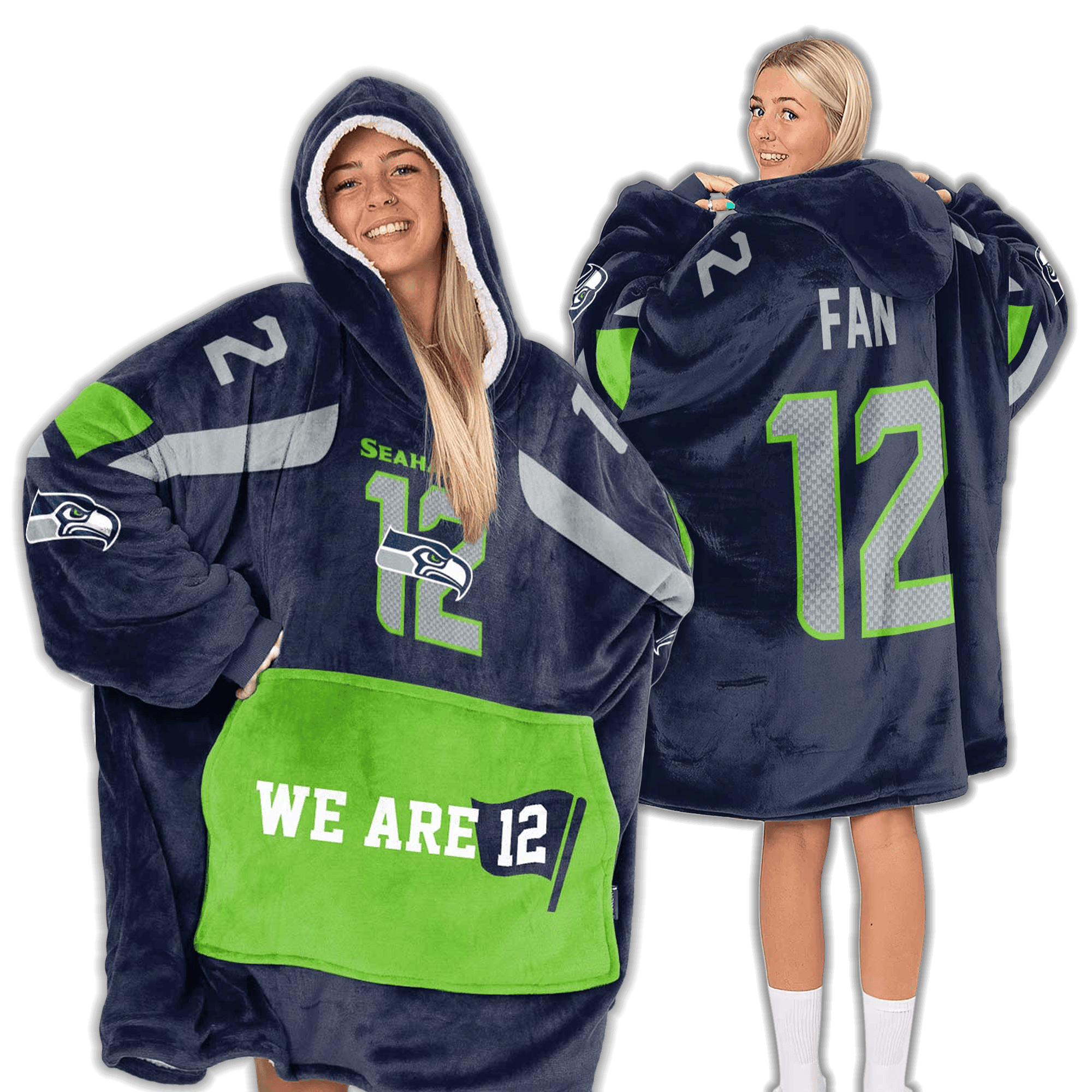 Adult We Are 12 Seattle Football Unisex Blanket Hoodie