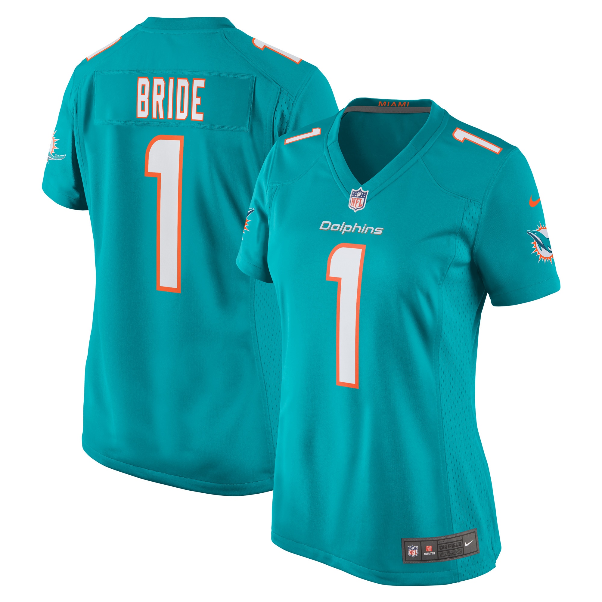 Number 1 Bride Miami Dolphins Women's Game Jersey - Aqua