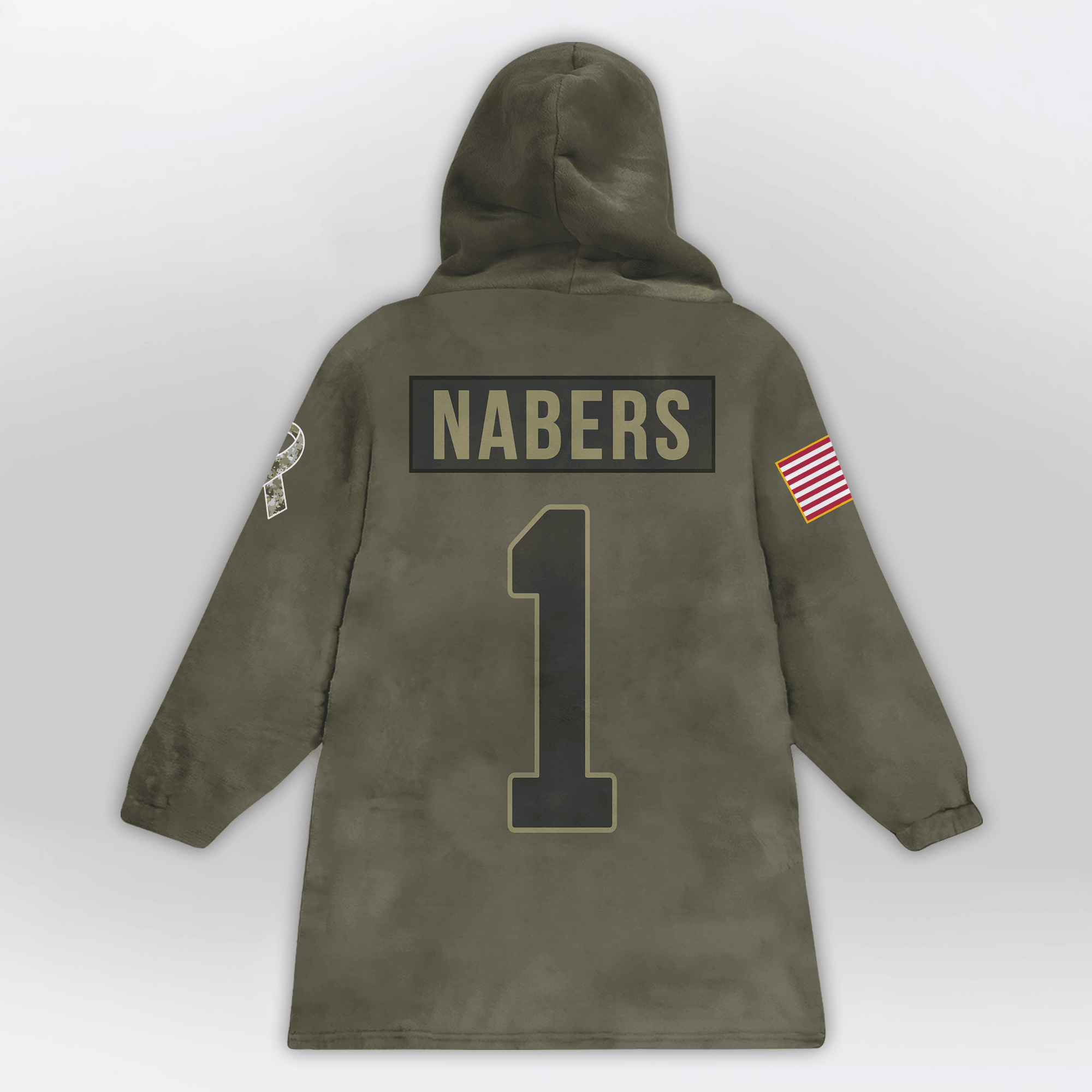 Kid M.N 1 New York G Football Blanket Hoodie – Olive Salute to Service