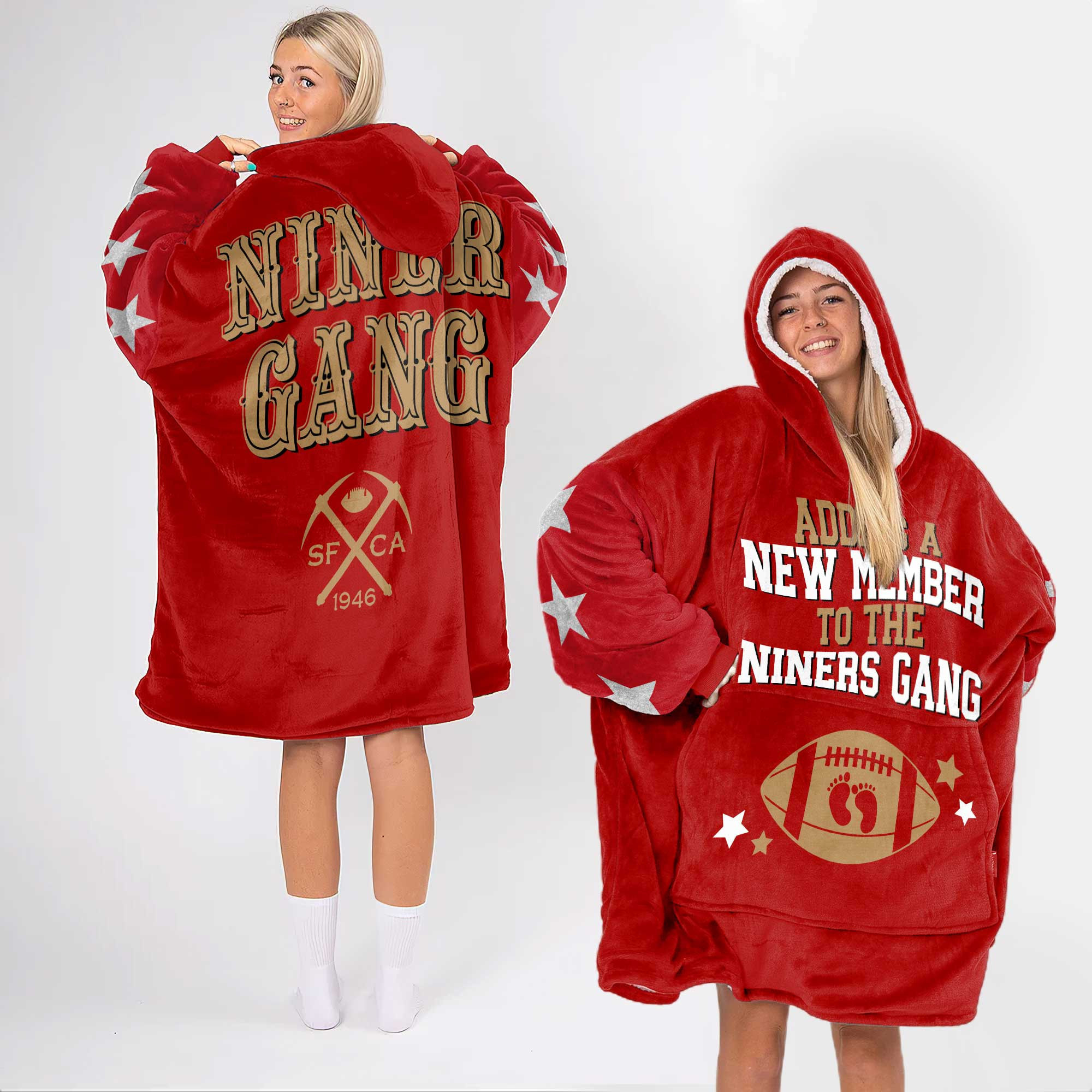 Adult Add A New Member to San Francisco 49ers Football Unisex Blanket Hoodie