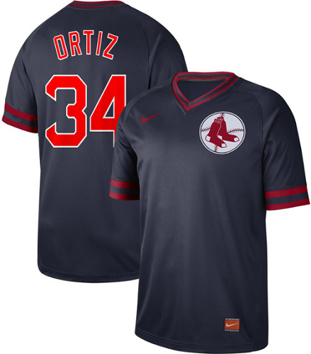 Men's  Boston Red Sox #34 David Ortiz Navy Cooperstown Collection Stitched MLB Jersey