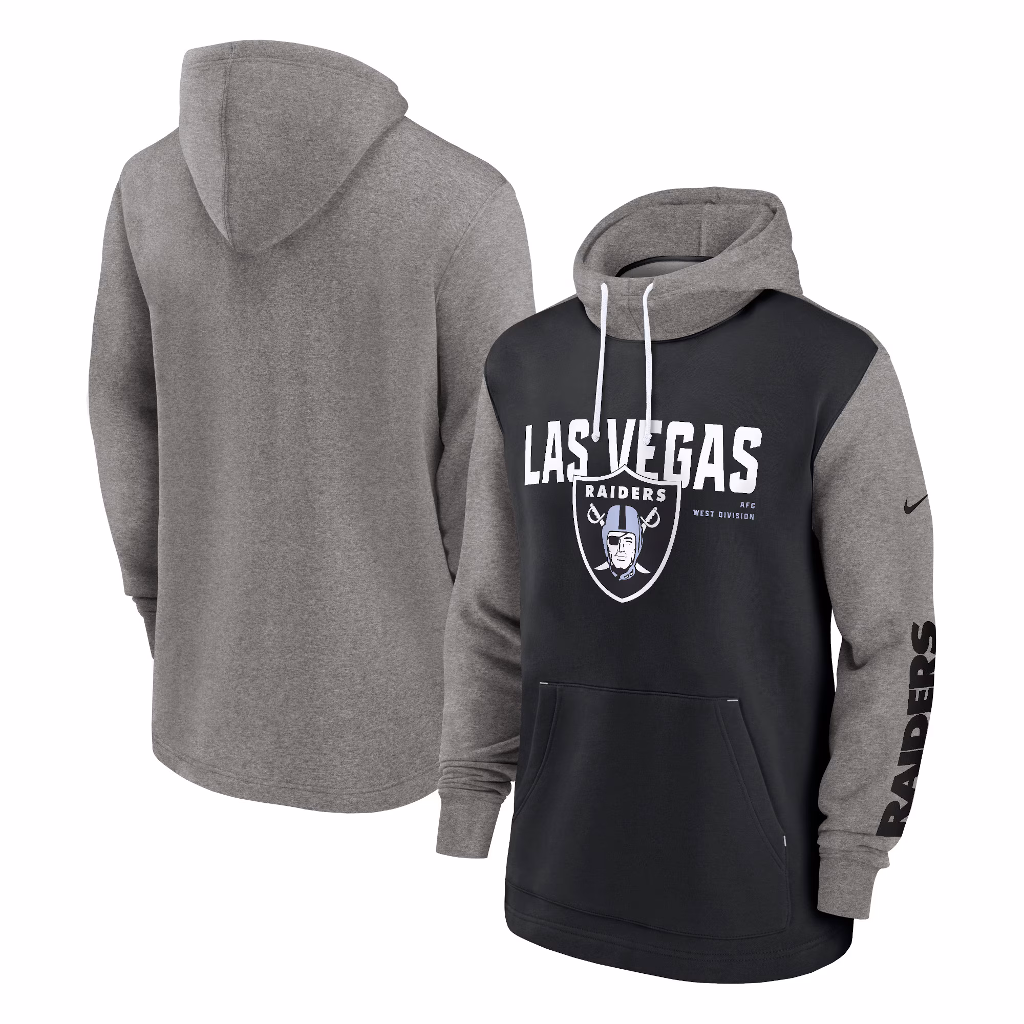 Las Vegas Raiders Fashion Color Block Pullover Hoodie - Black