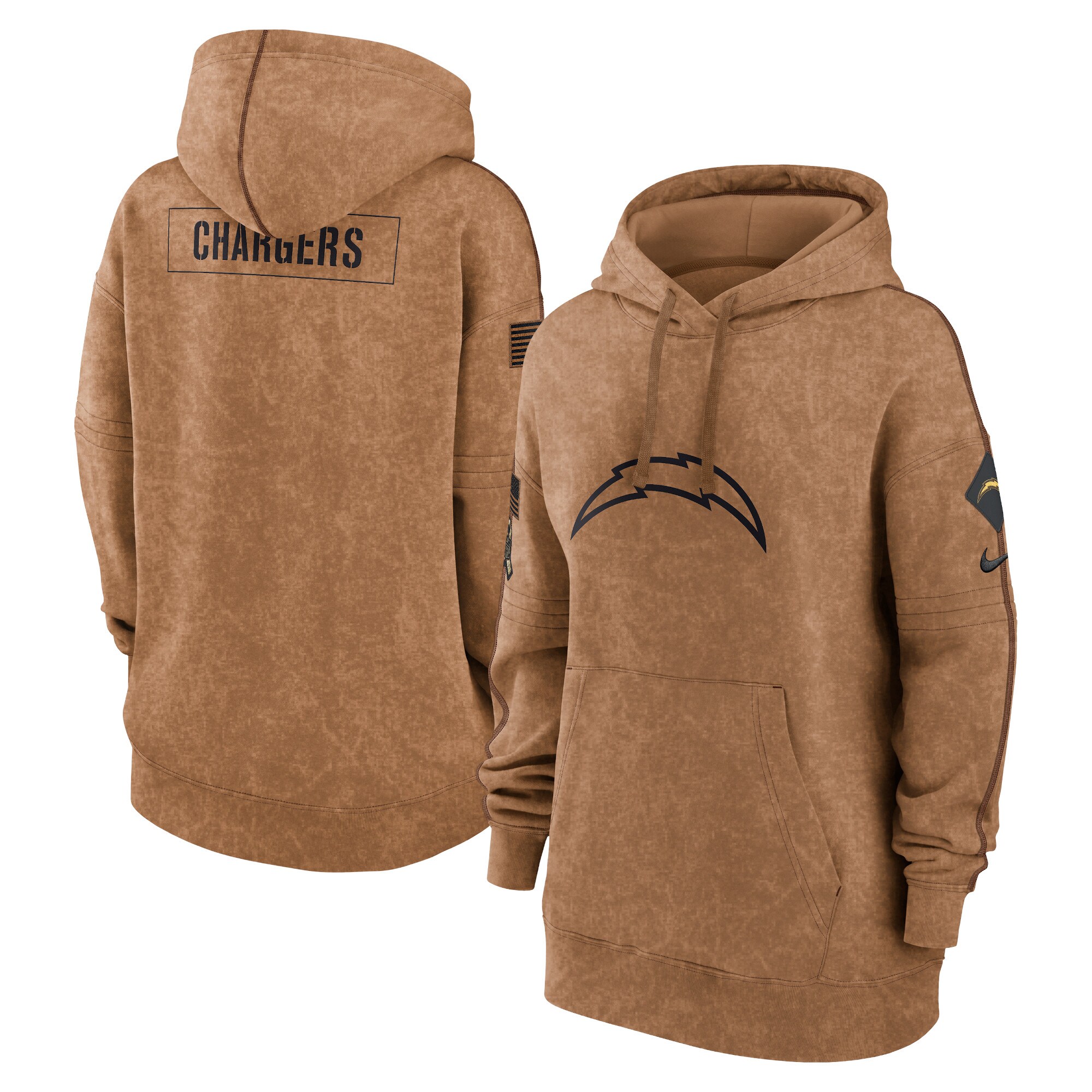 Los Angeles Chargers  Women's 2023 Salute to Service Pullover Hoodie - Brown