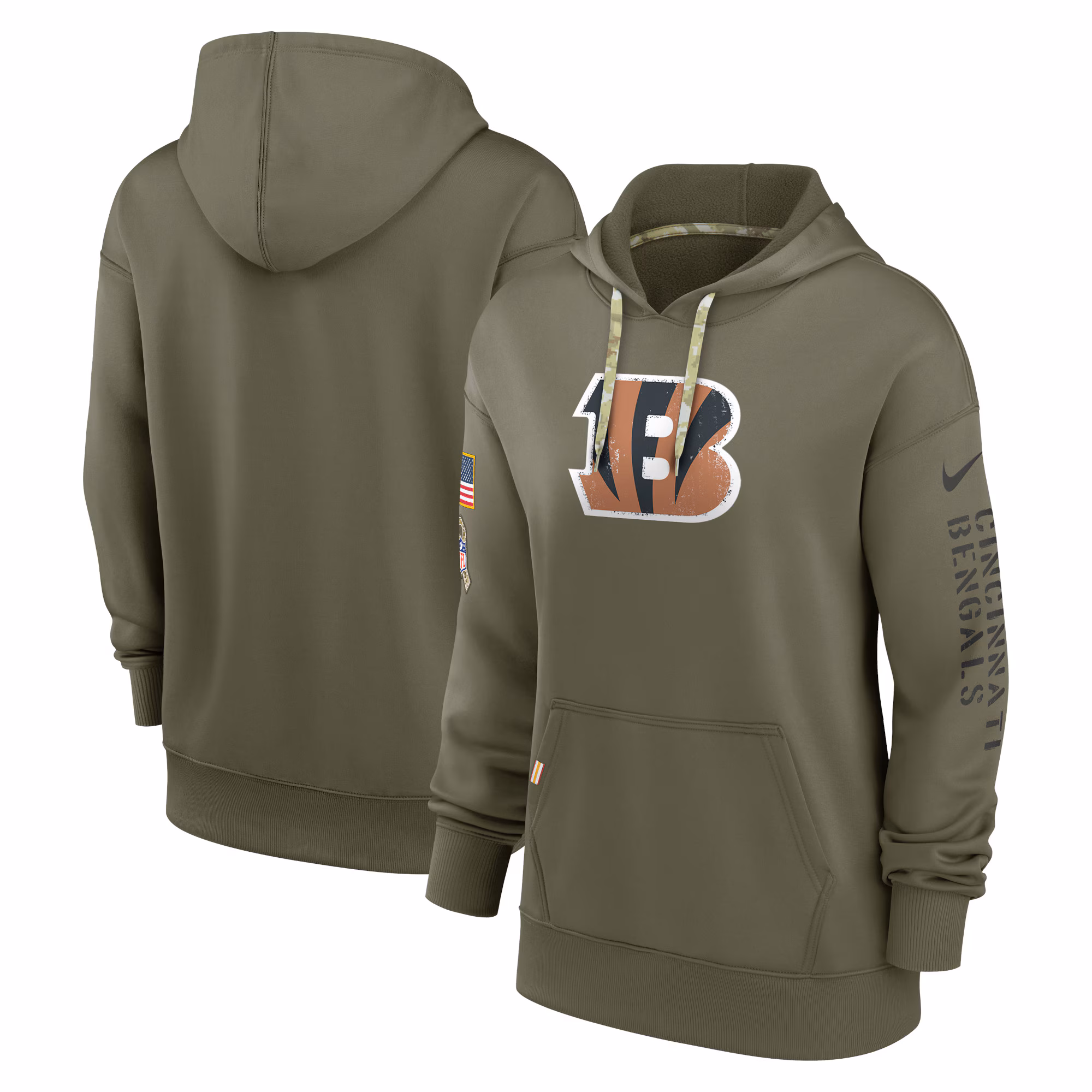 Cincinnati Bengals Women's 2022 Salute To Service Performance Pullover Hoodie - Olive