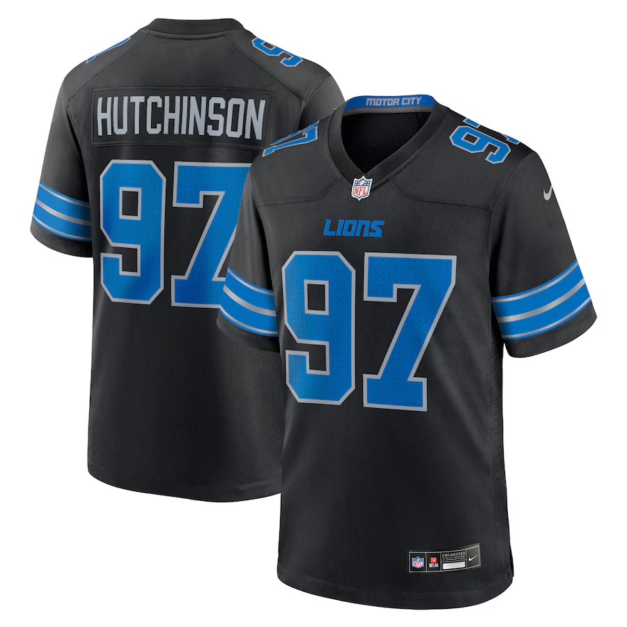 Men's Aidan Hutchinson #97 Black Detroit Lions 2nd Alternate Game Jersey