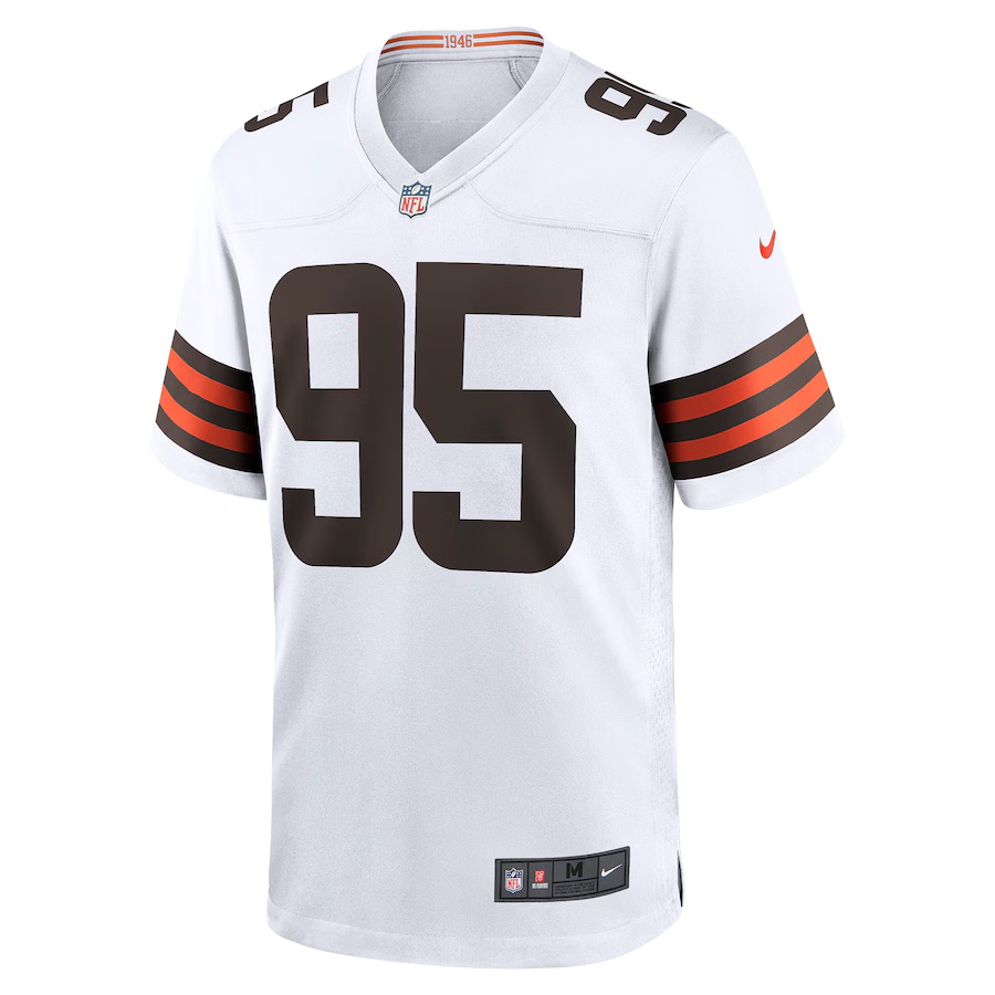 Men's Myles Garrett #95 White Cleveland Browns Away Game Jersey