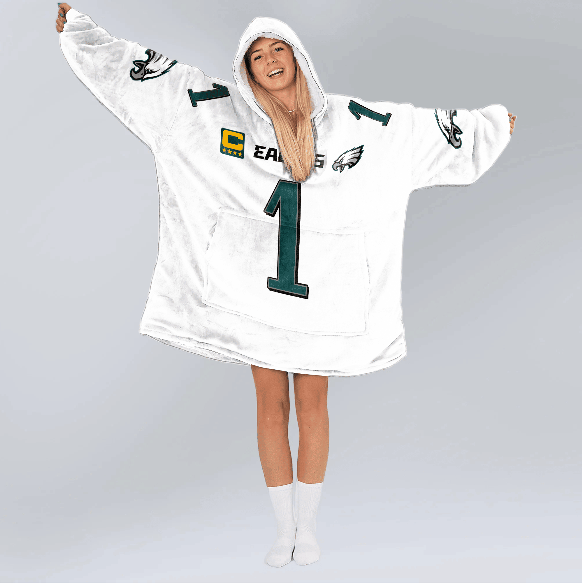 Captain 1 Philadelphia Football Unisex Blanket Hoodie