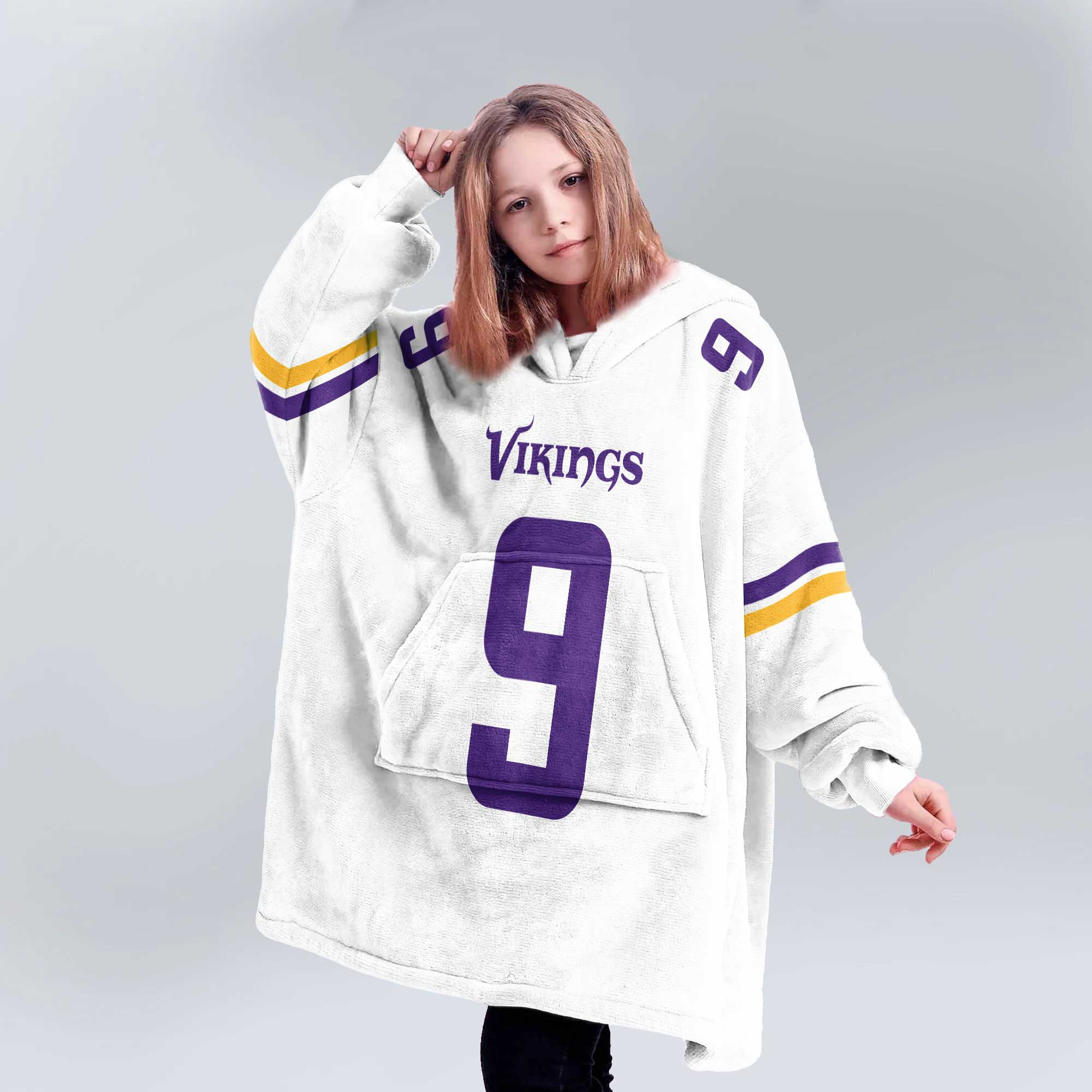 Kid 9 Minnesota Football Unisex Blanket Hoodie