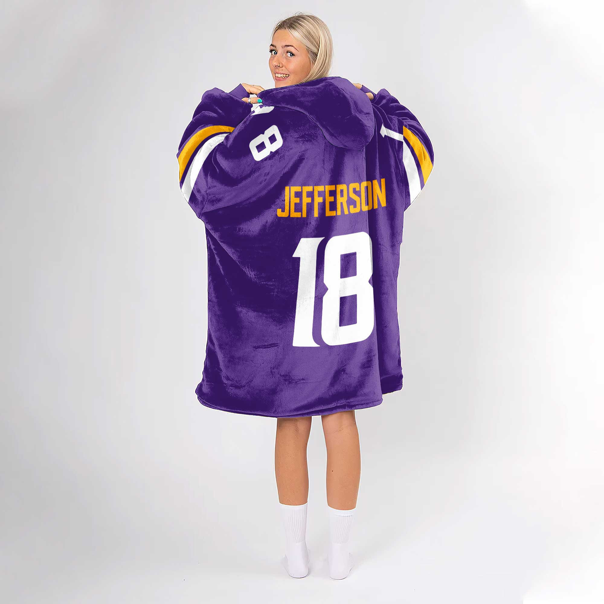 Adult JJ 18 Minnesota Football Unisex Blanket Hoodie