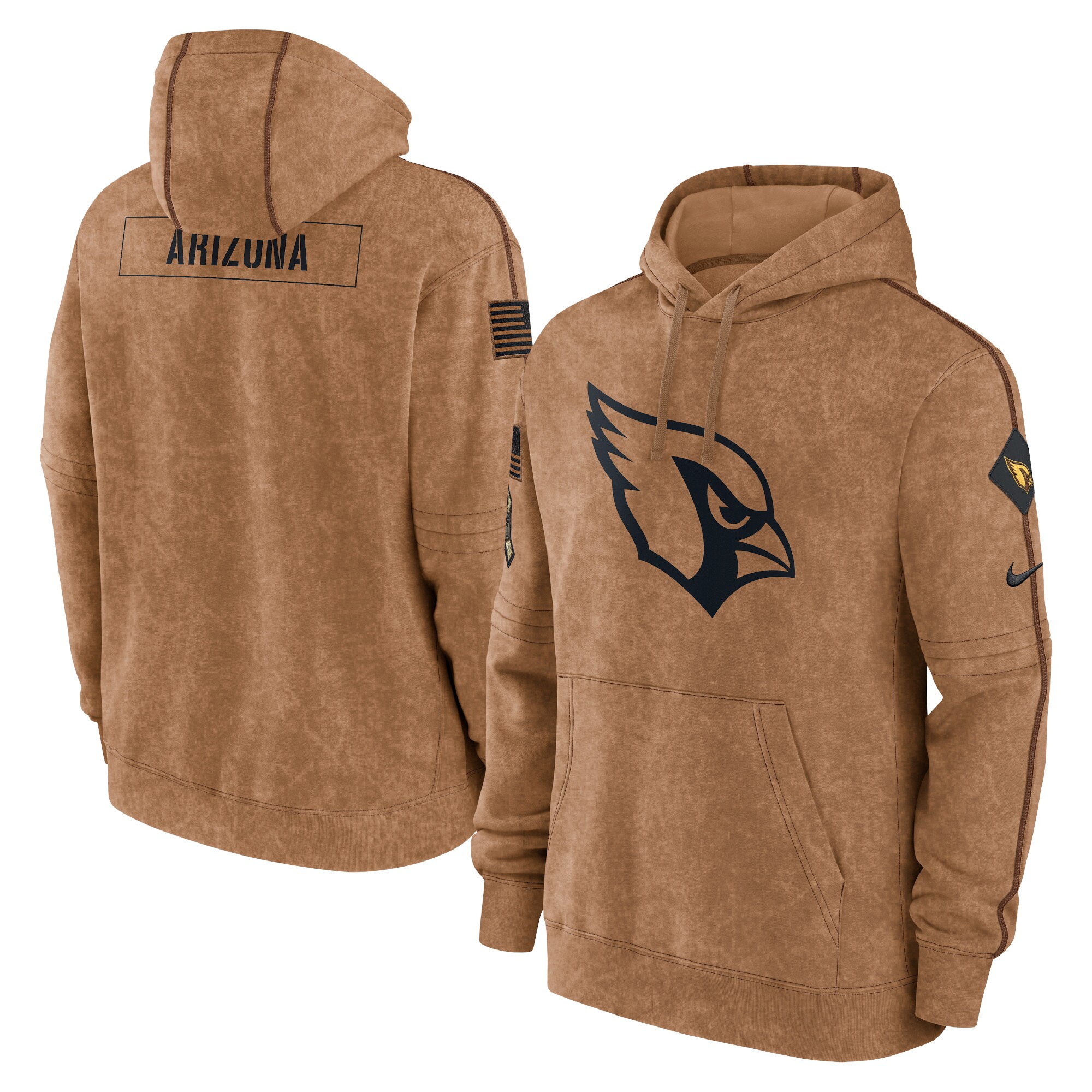 Arizona Cardinals  2023 Salute To Service Club Pullover Hoodie - Brown