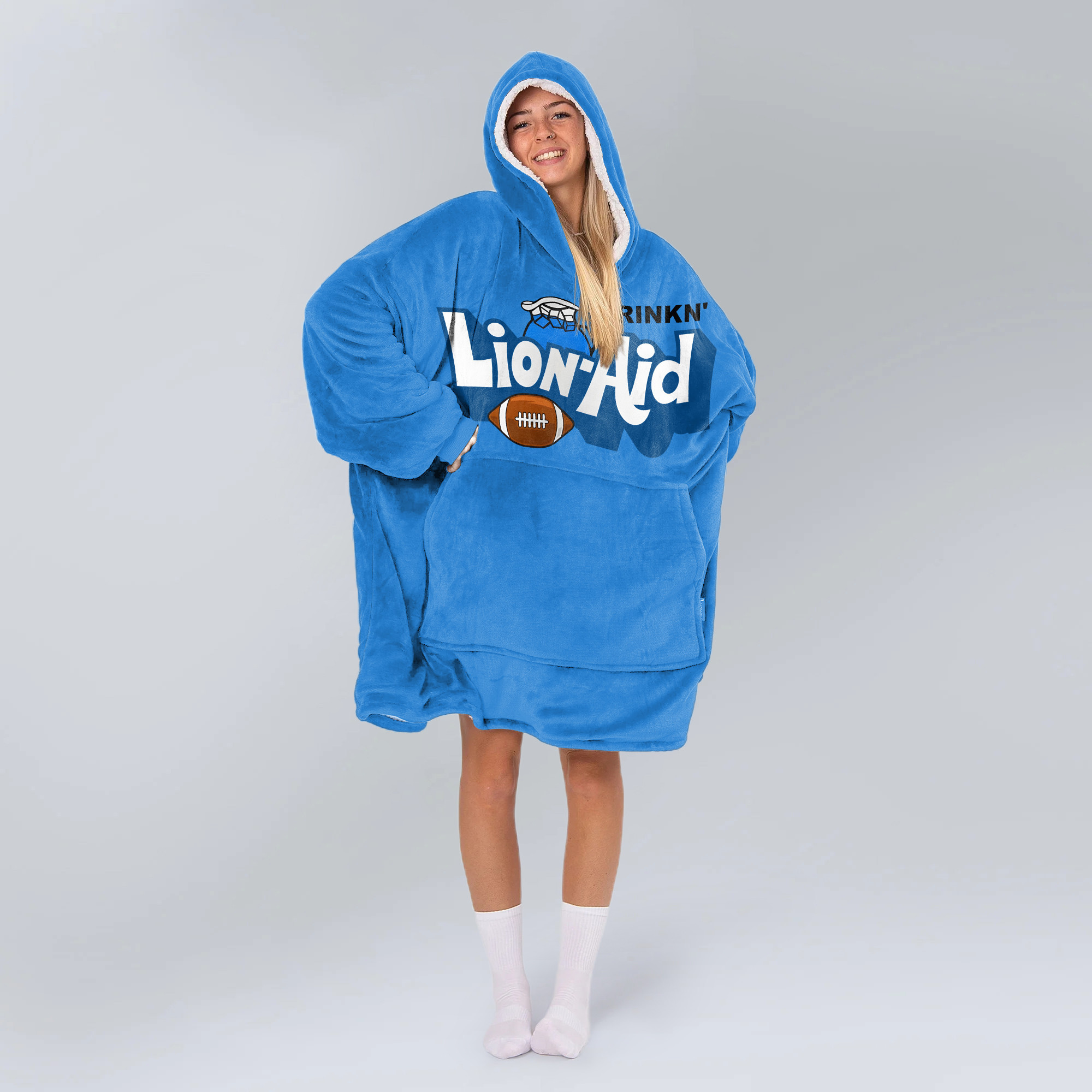 Adult Detroit Football Unisex Blanket Hoodie