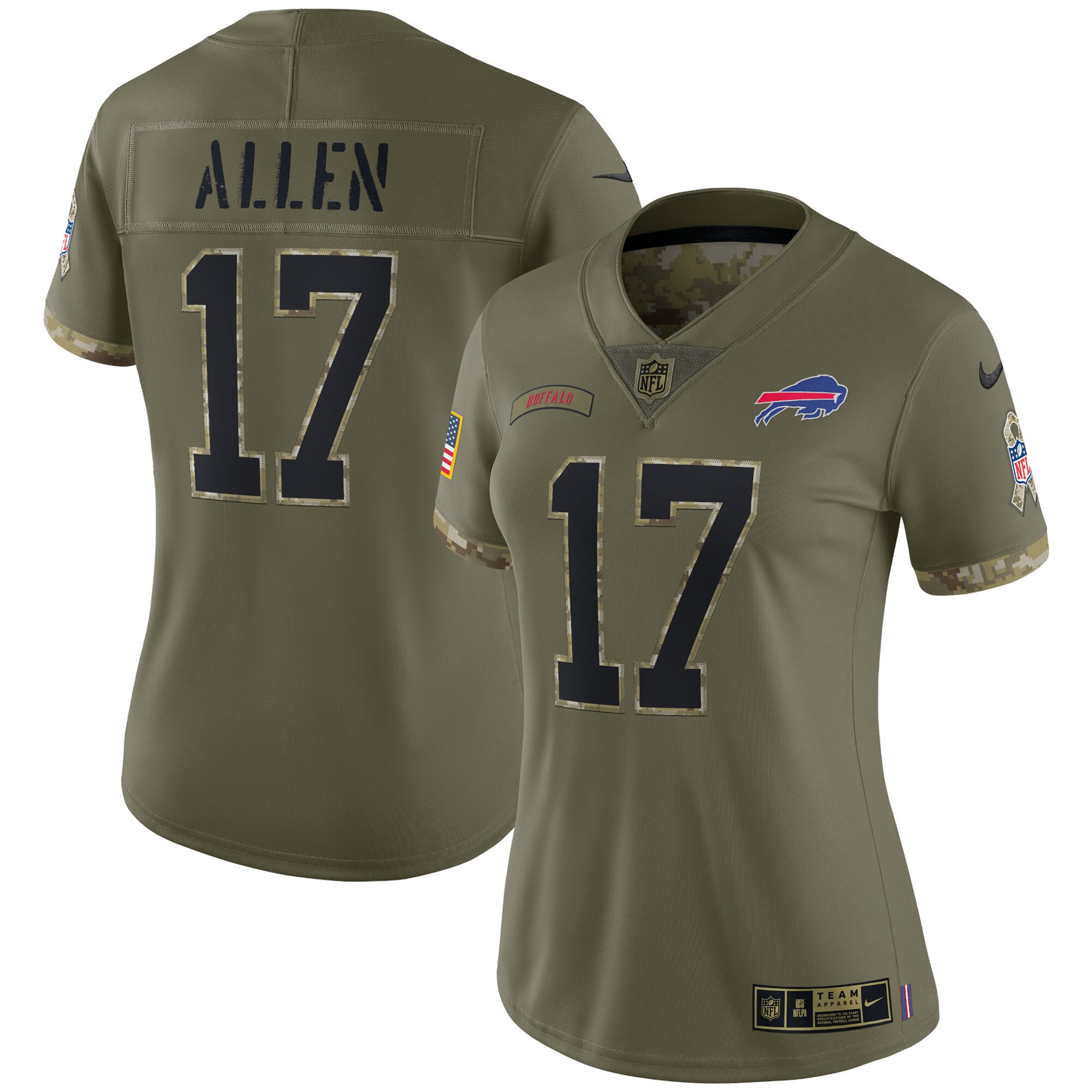 Josh Allen Buffalo Bills  Women's 2022 Salute To Service Limited Jersey - Olive