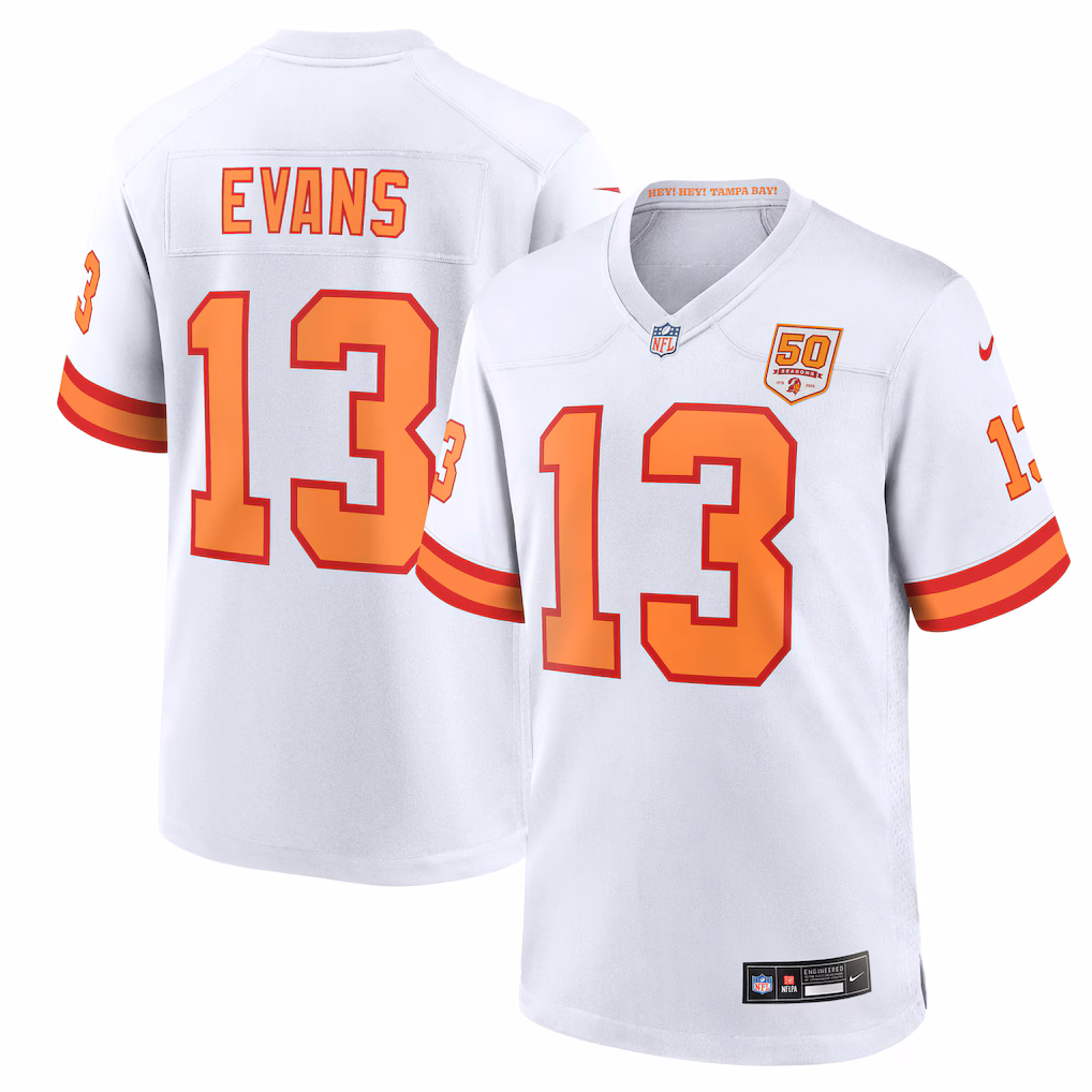 Mike Evans #13 '76 Tampa Bay Buccaneers 50th Season Game Jersey - White