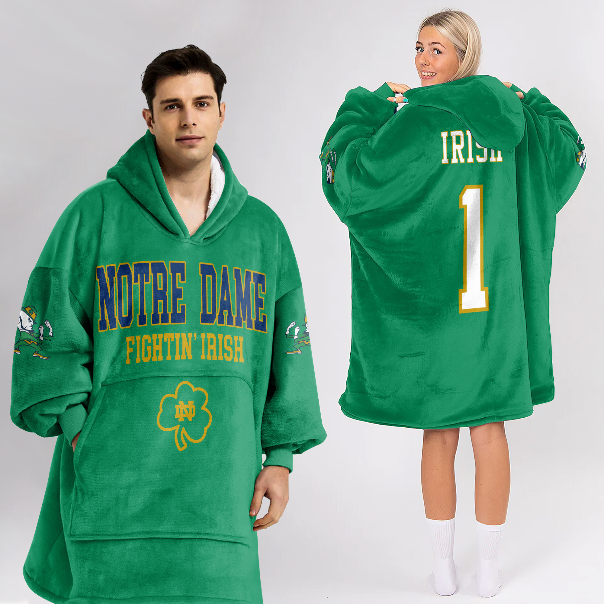 Adult #1 Notre Dame Football Unisex Blanket Hoodie