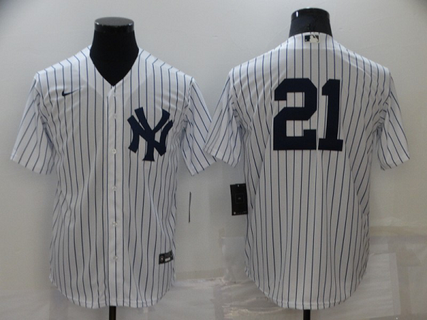 Men's  New York Yankees #21 Paul O'Neill White Stitched MLB Cool Base Jersey