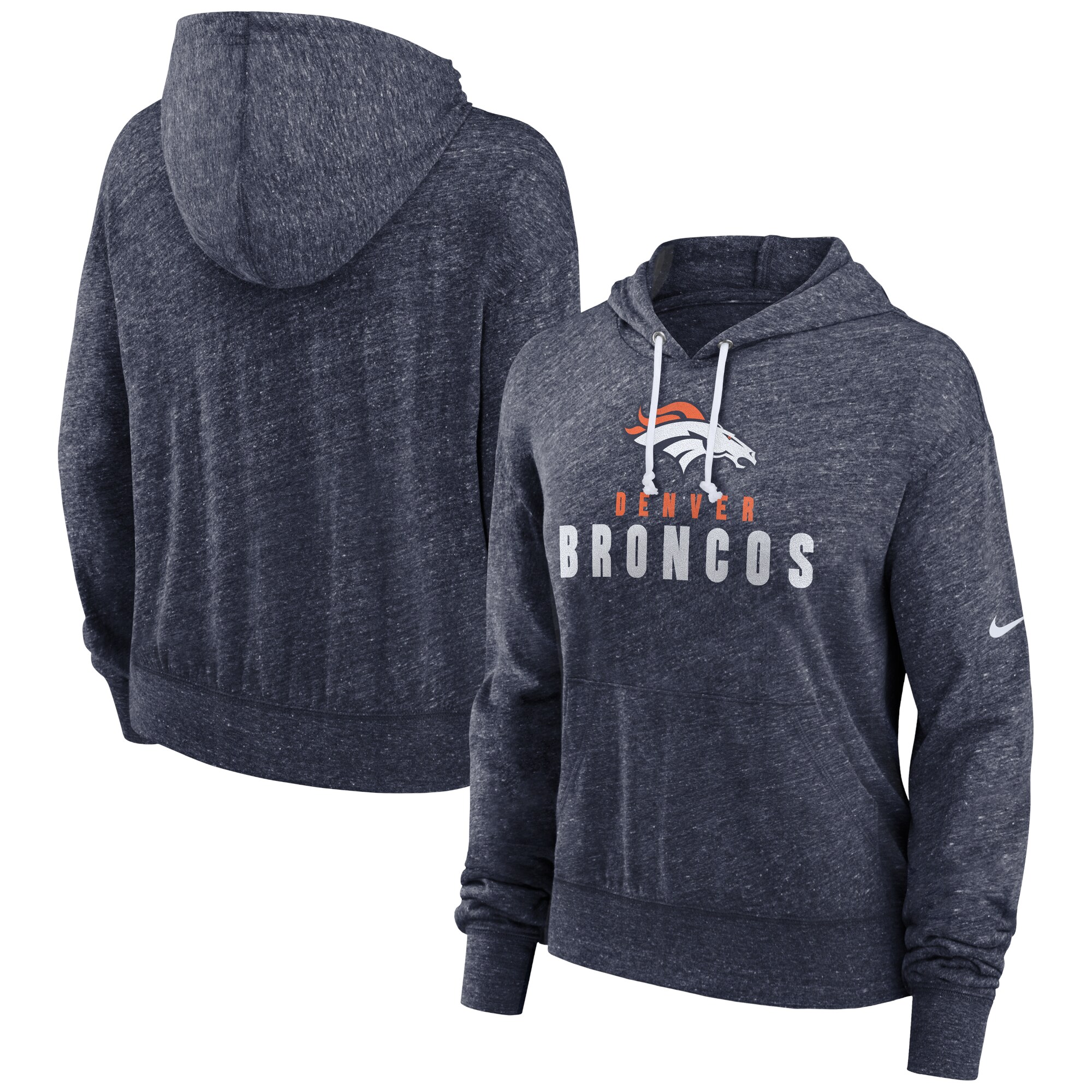 Denver Broncos Women's Gym Vintage Lightweight Hooded Top - Navy