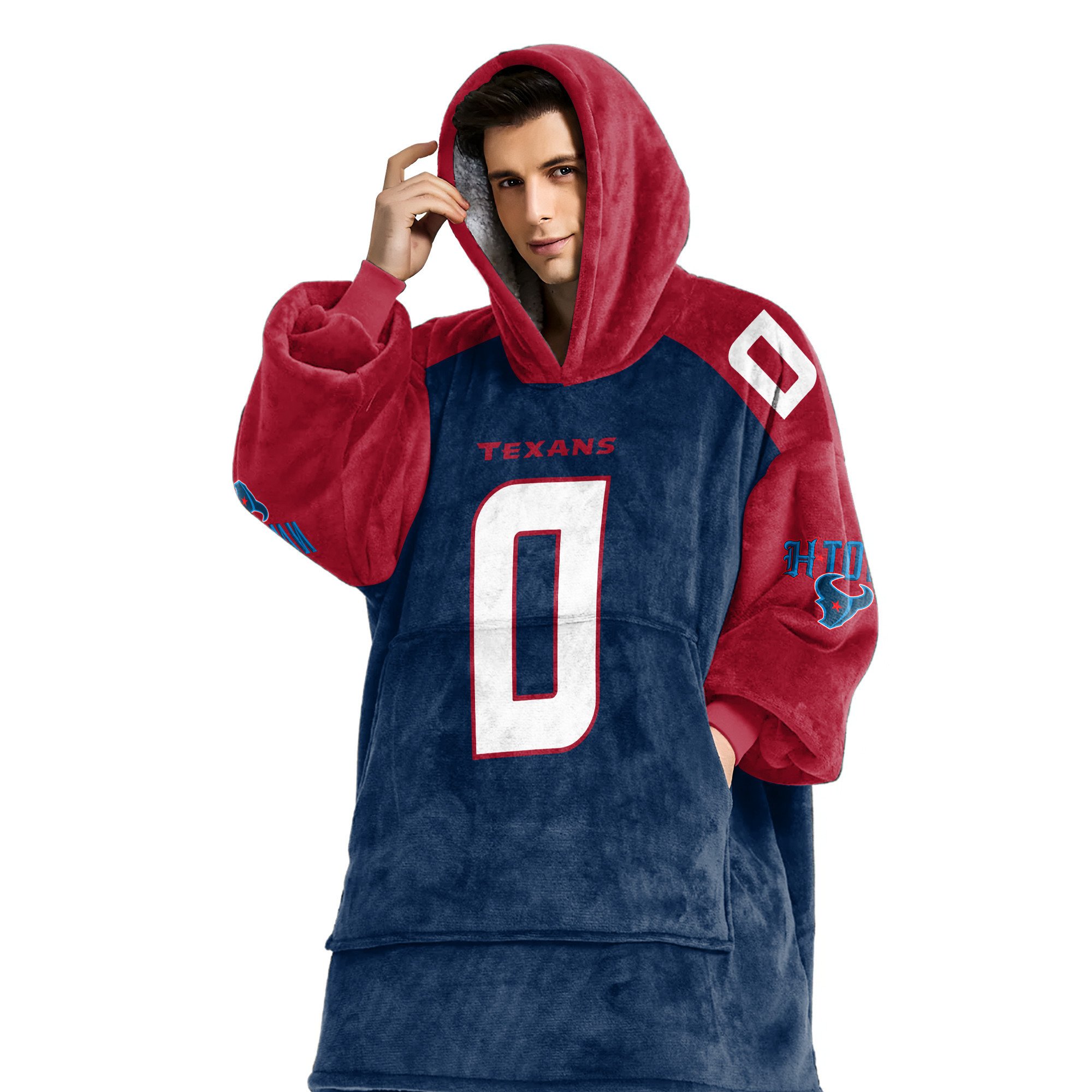 Adult 0 Houston Football Unisex Blanket Hoodie