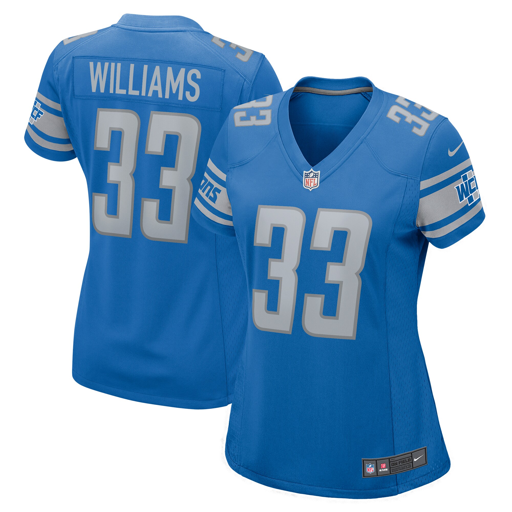 Jarren Williams Detroit Lions  Women's Home Game Player Jersey - Blue