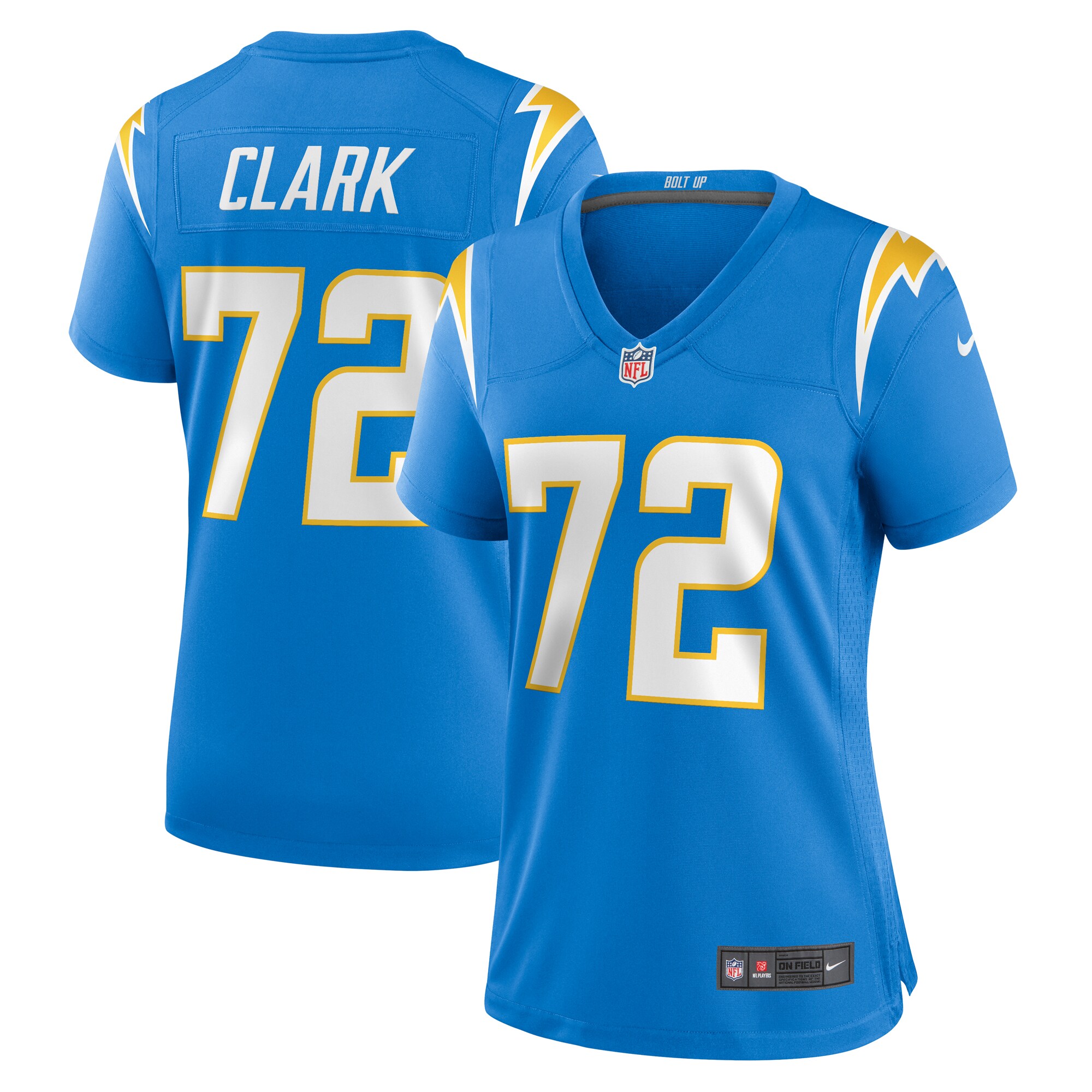 Jerrod Clark Los Angeles Chargers Women's Team Game Jersey -  Powder Blue