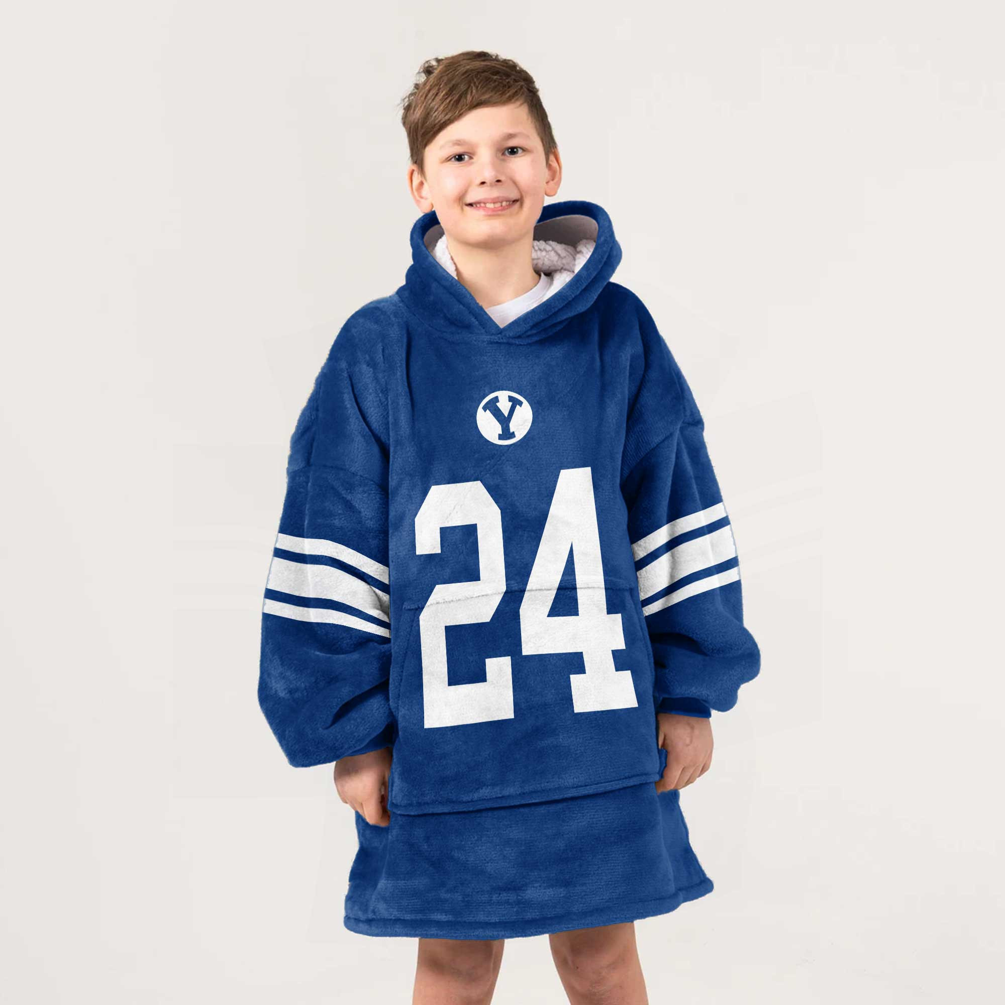 Adult #24 BYU Cougars Football Unisex Blanket Hoodie