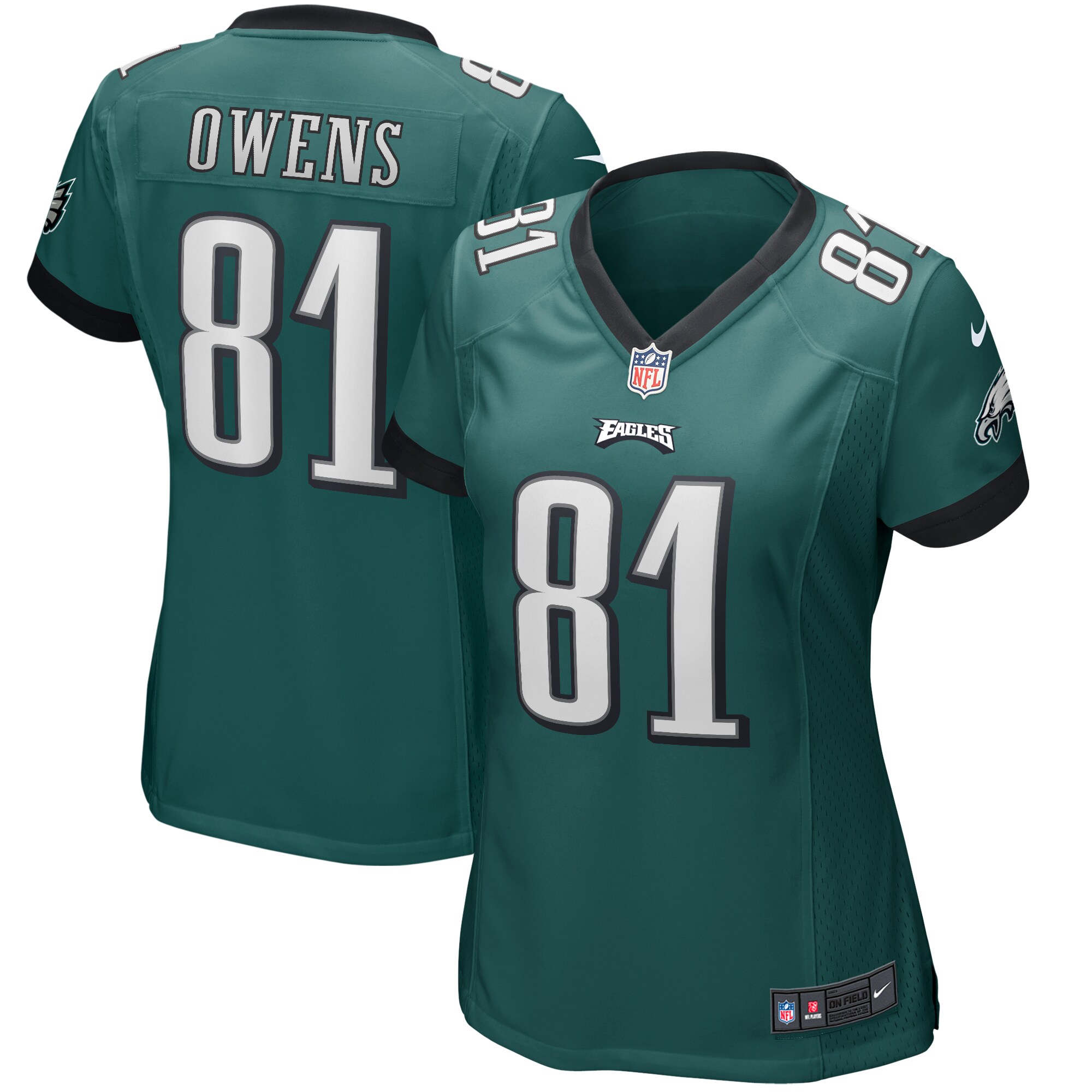 Terrell Owens Philadelphia Eagles  Women's Game Retired Player Jersey - Midnight Green