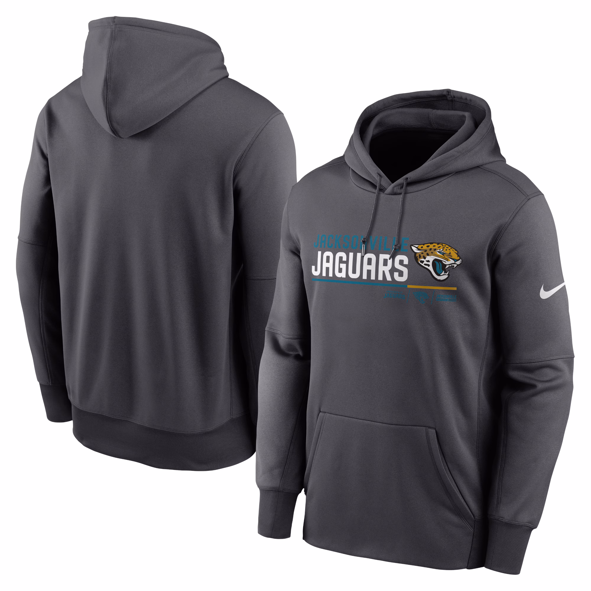 Jacksonville Jaguars Prime Logo Name Split Pullover Hoodie - Anthracite
