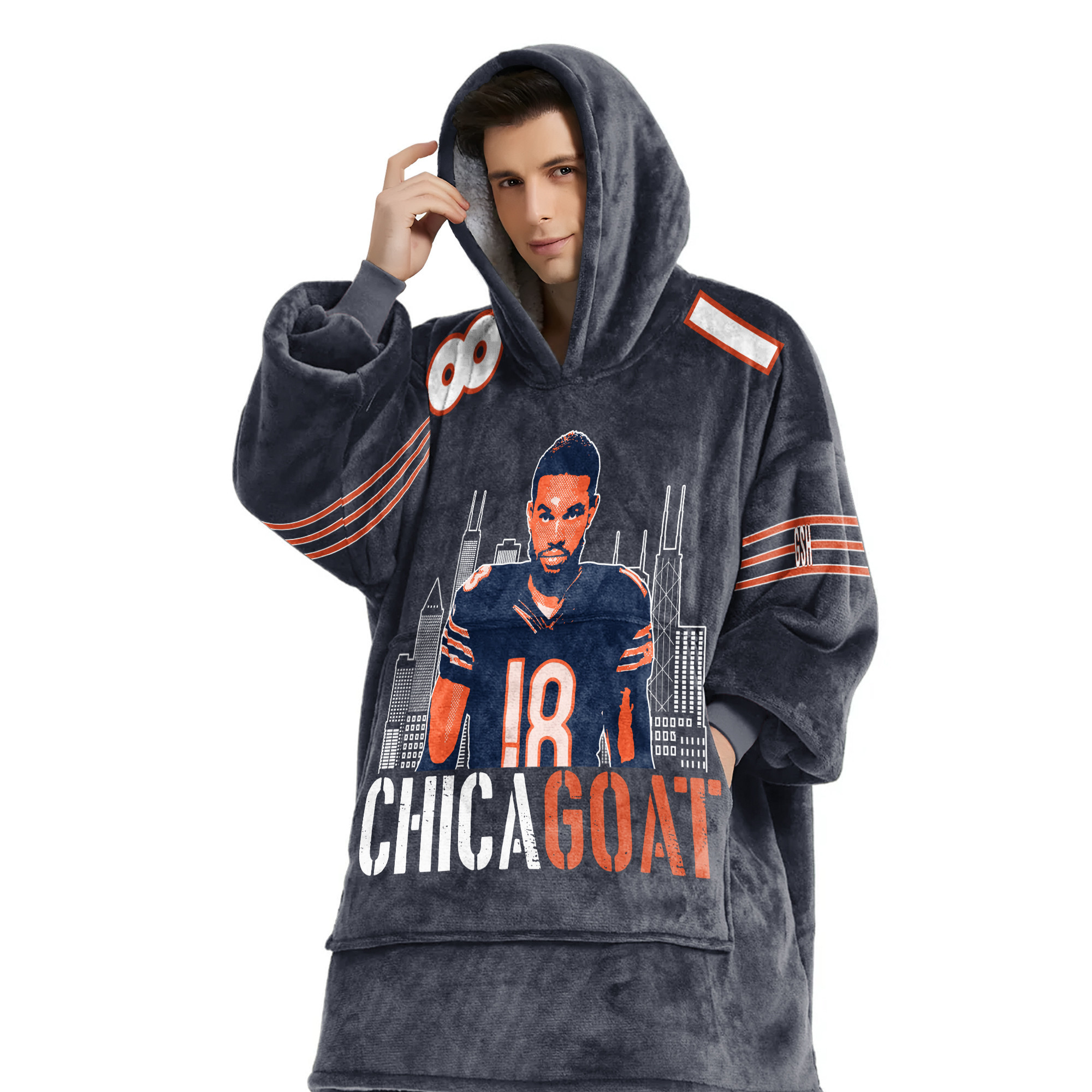 Adult Chicagoat CW 18 Chicago Football Unisex Blanket Hoodie