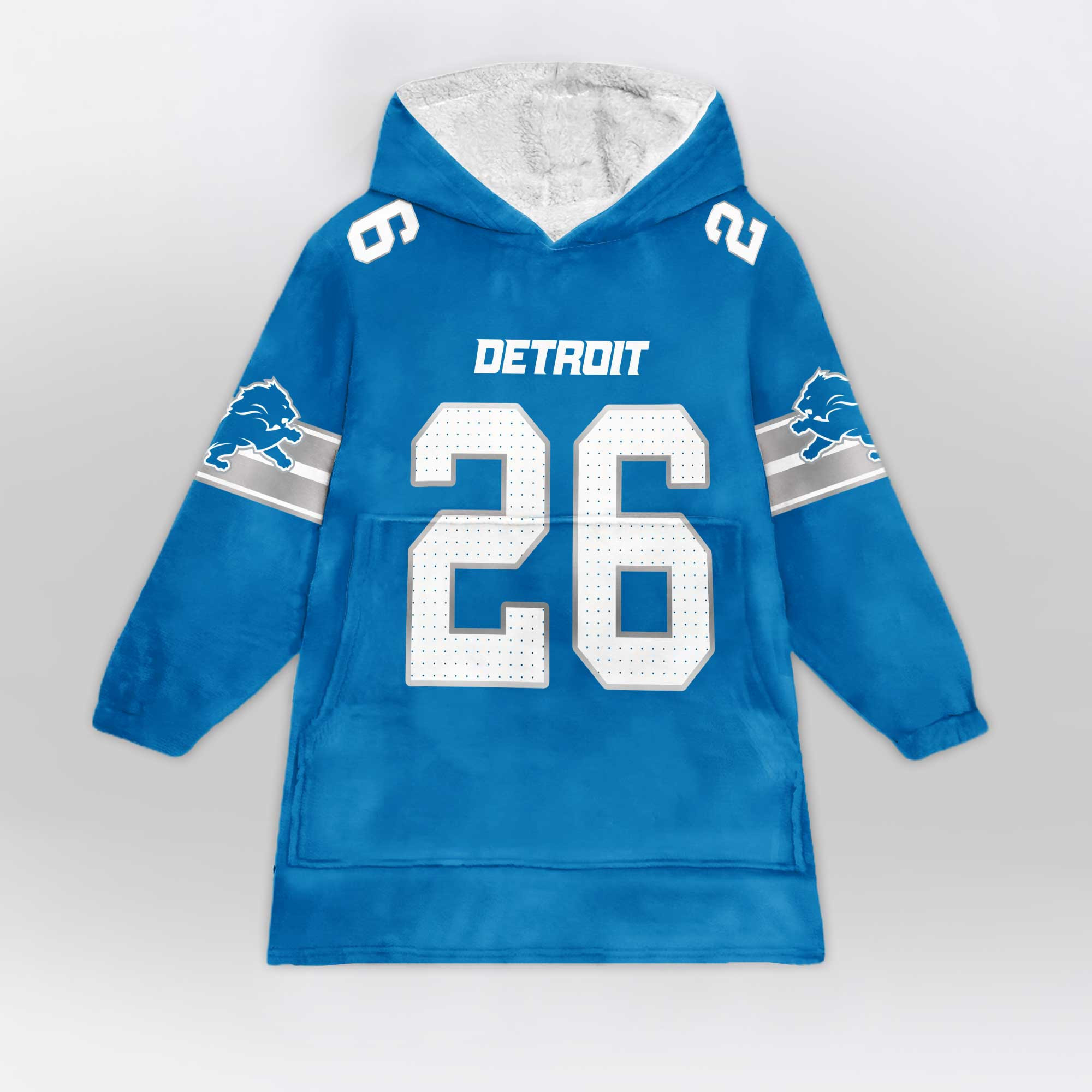 Adult 26 Detroit Lions Football Unisex Blanket Hoodie