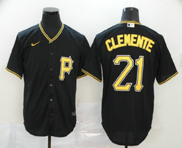 Men's Pittsburgh Pirates #21 Roberto Clemente Black Stitched MLB Cool Base  Jersey