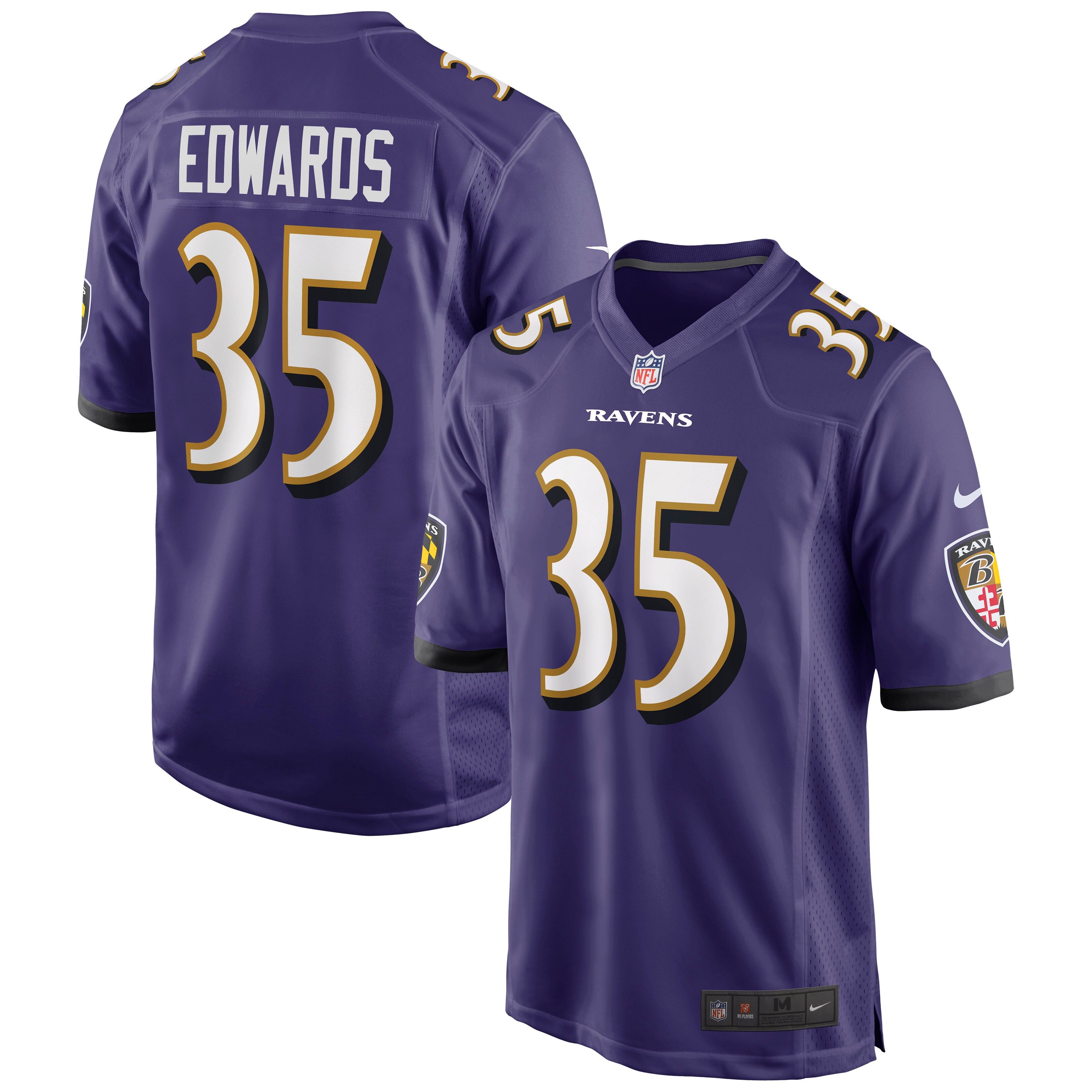Gus Edwards Baltimore Ravens  Game Jersey - Purple
