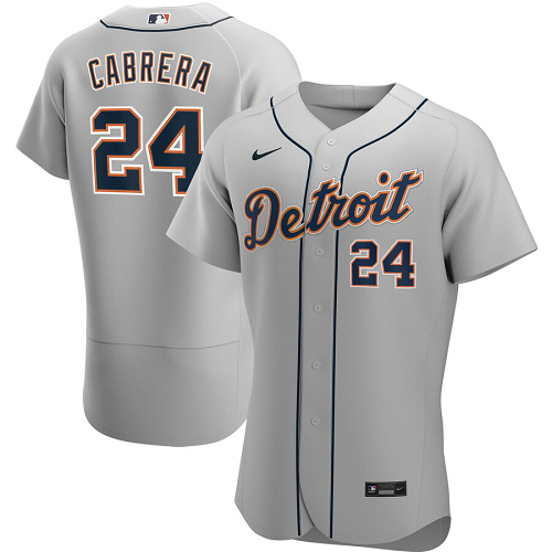 Men's  Detroit Tigers #24 Miguel Cabrera Gray Road 2020 Player MLB Jersey