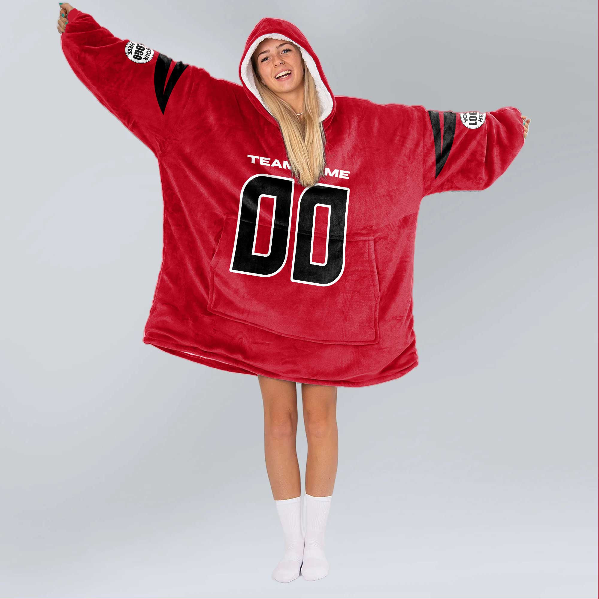 Adult Custom Blanket Hoodie Houston Texans Inspired Color